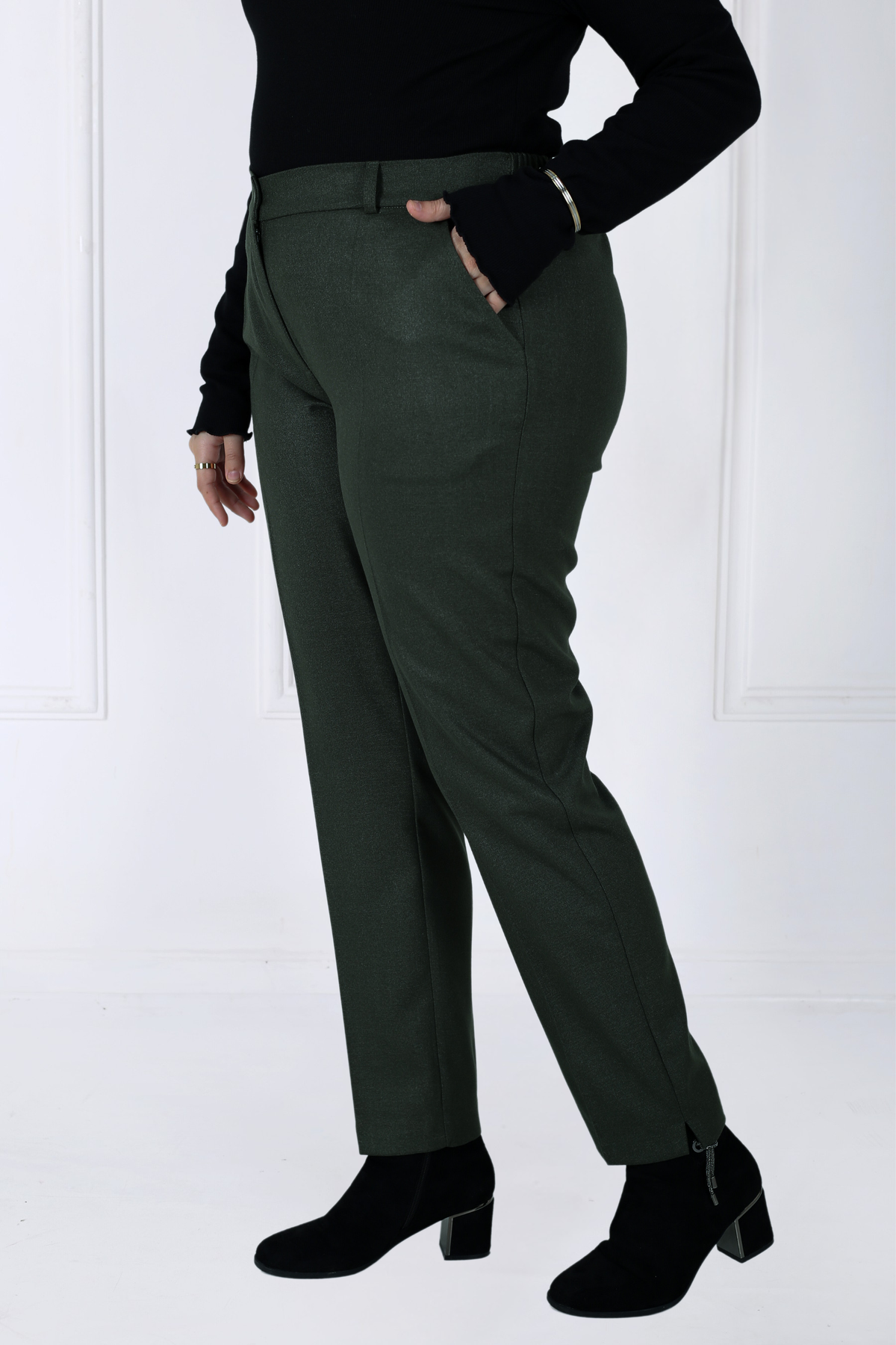 Pantalon Femme - Classique à Fentes CE Chaud - Flanelle Drapée