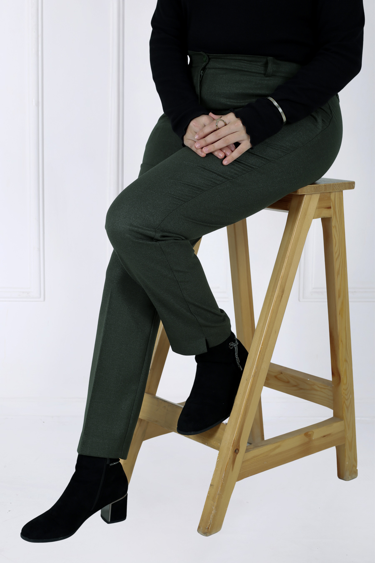 Pantalon Femme - Classique à Fentes CE Chaud - Flanelle Drapée