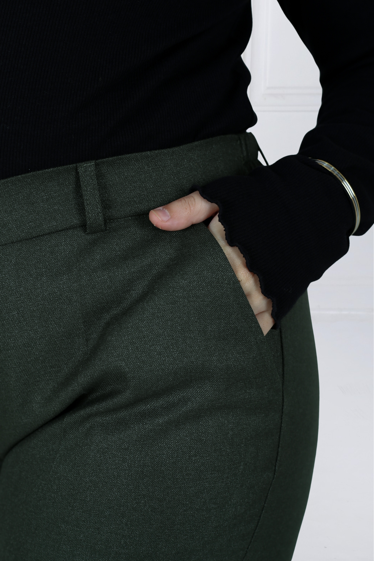 Pantalon Femme - Classique à Fentes CE Chaud - Flanelle Drapée