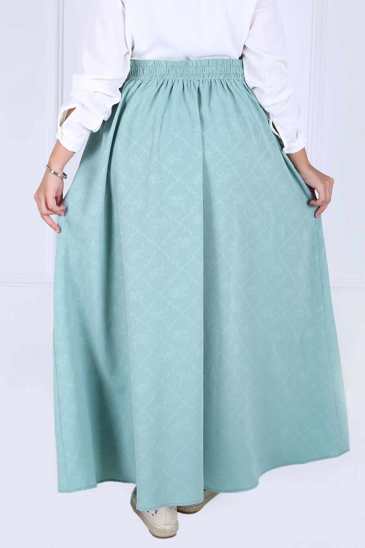 Jupe Evasée à Ceinture - Jacquard
