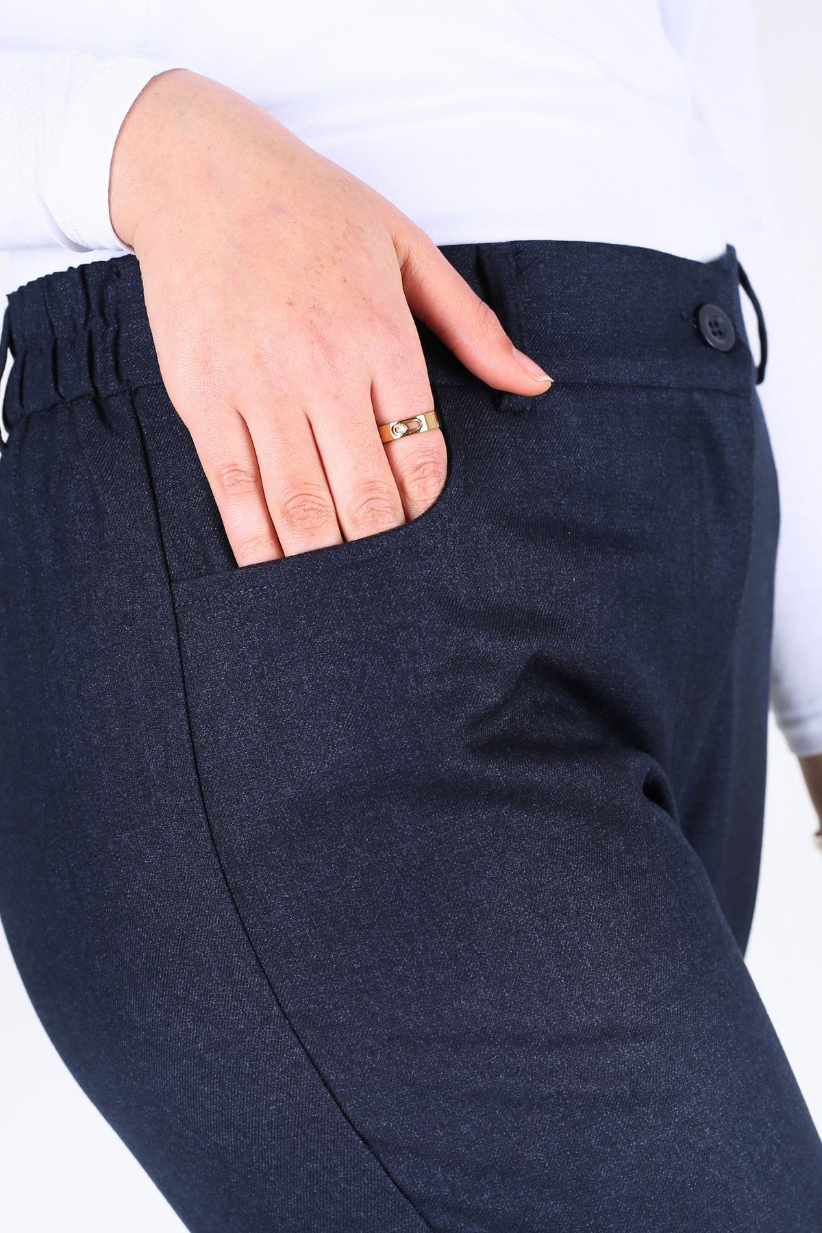 Pantalon Femme - Classique Droit - Flanelle Drapée