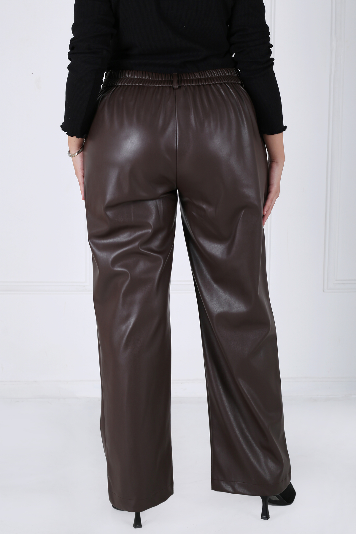 Pantalon Femme - Large Chaud - Simili Cuir Etirable