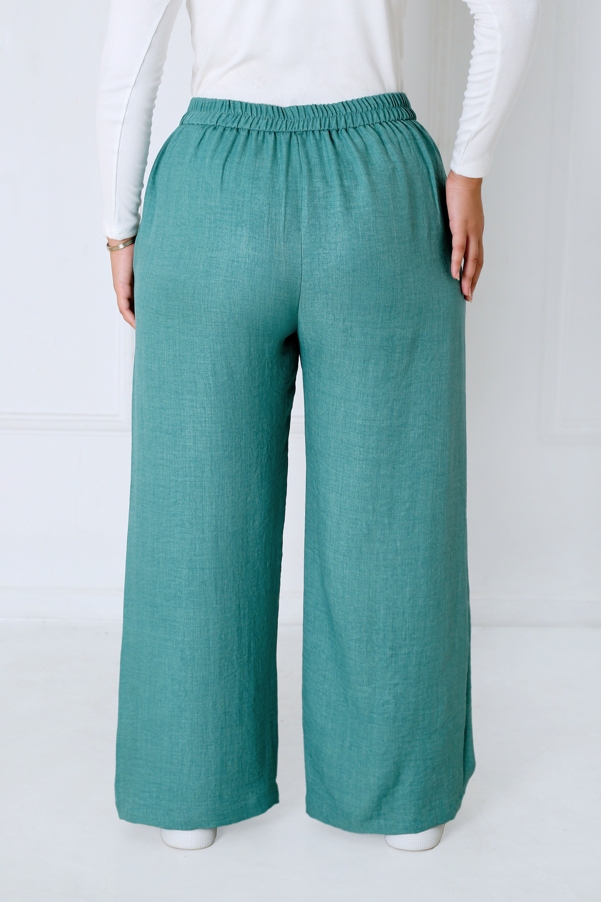 Pantalon Femme - Casual Large à Plis - Effet Lin Crush
