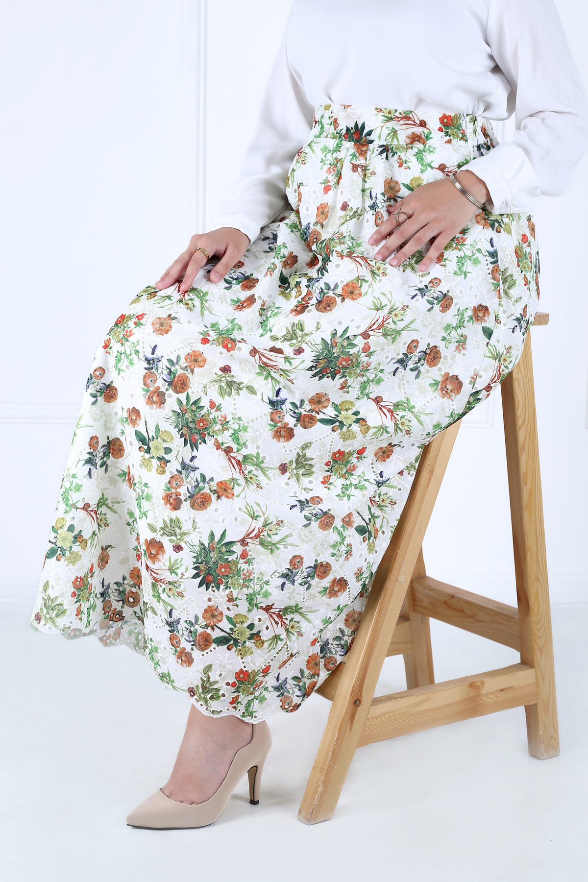 Jupe Longue Avec Doublure - Broderie Anglaise
