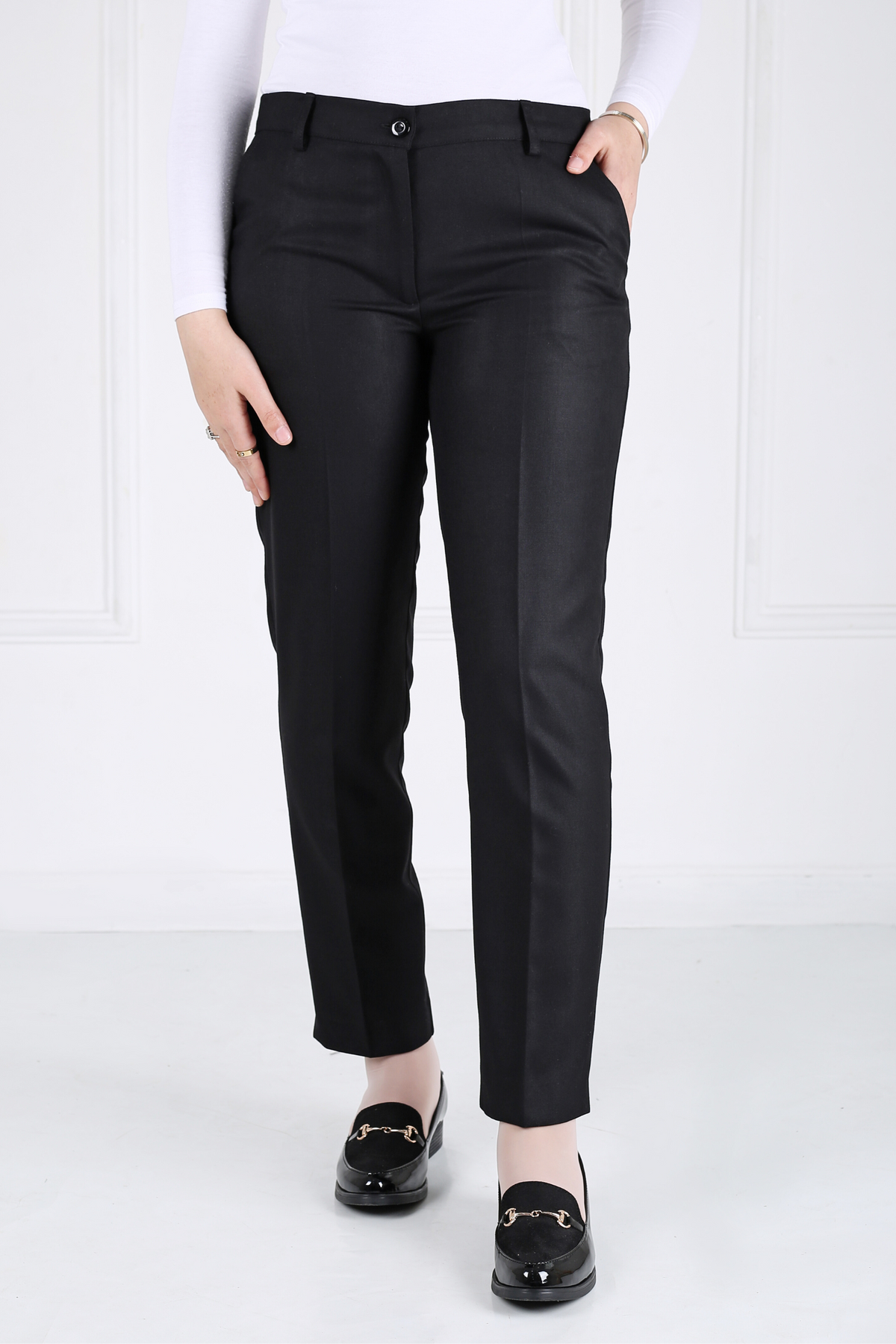 Pantalon Femme - Classique à Fentes - Flanelle Drapée