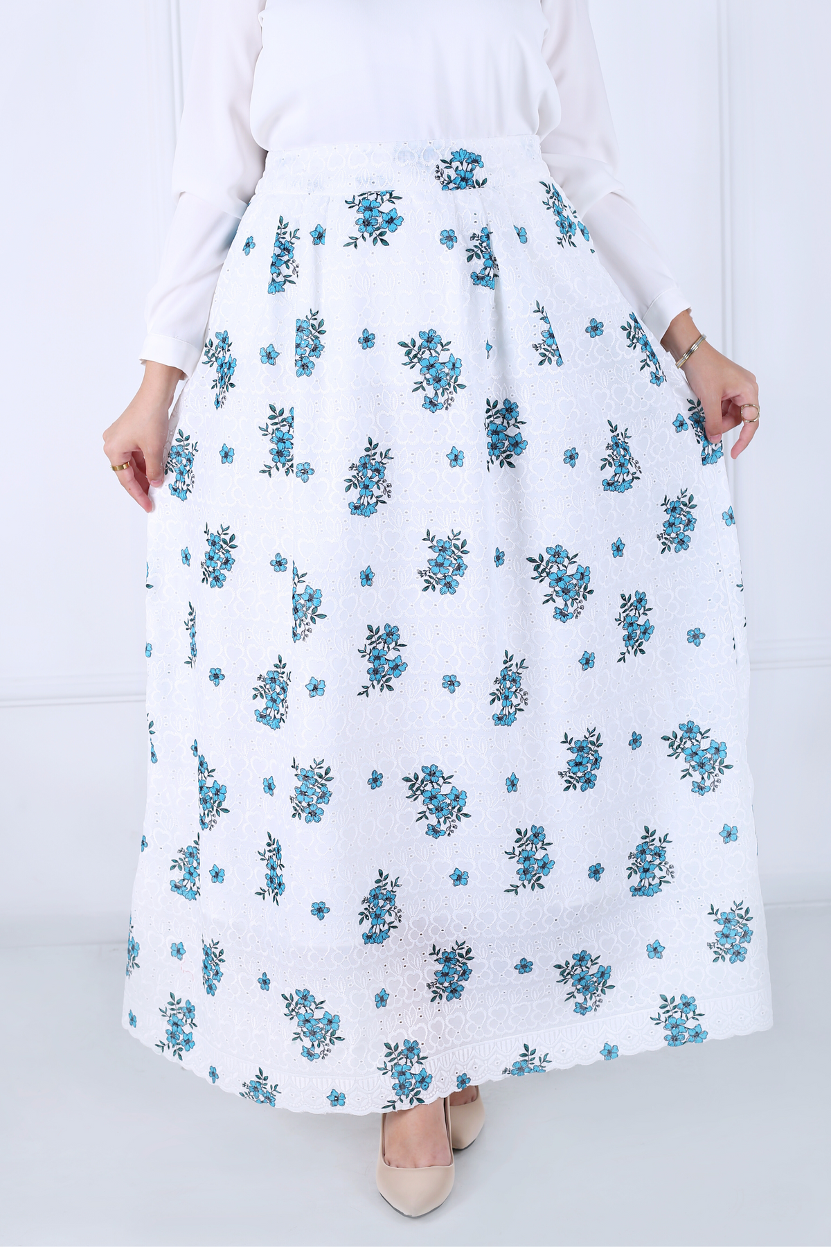 Jupe Longue Avec Doublure - Broderie Anglaise