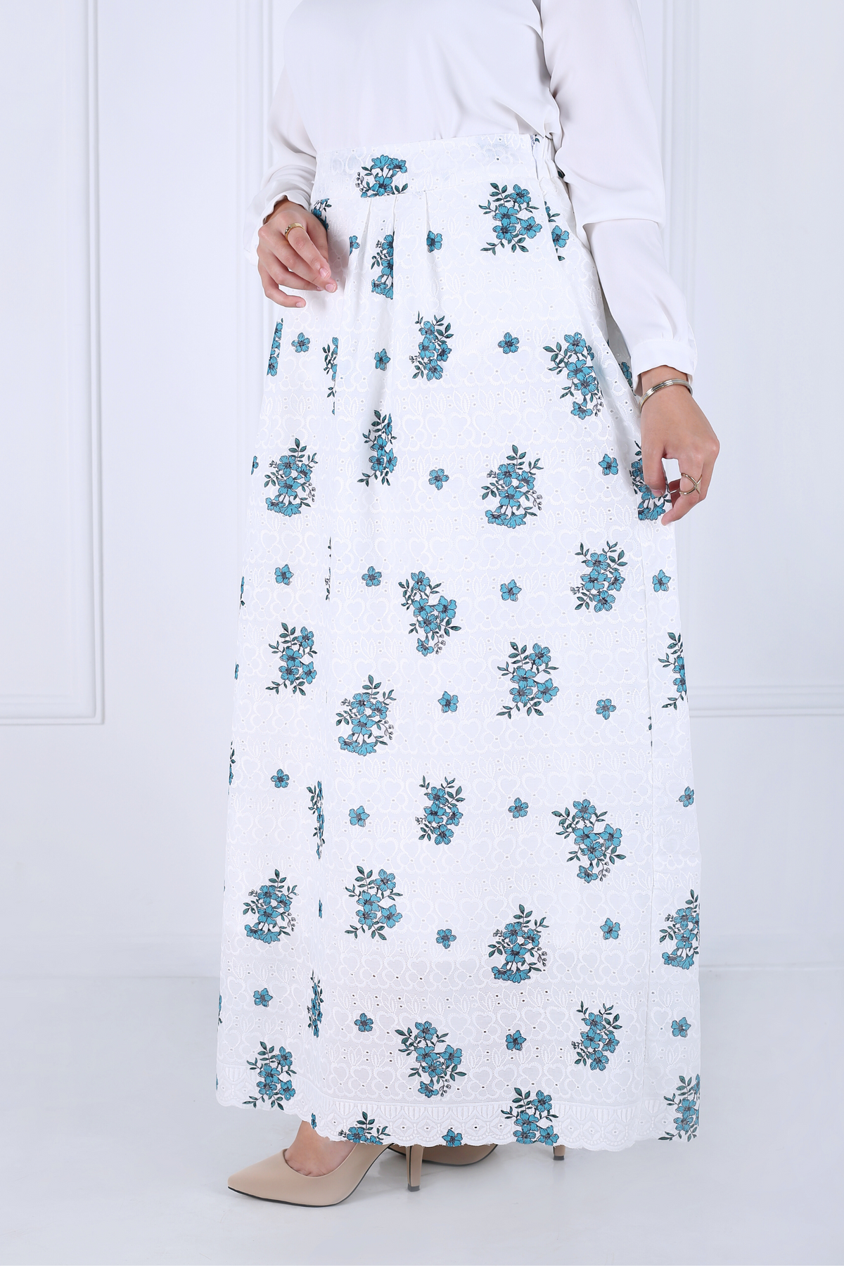 Jupe Longue Avec Doublure - Broderie Anglaise