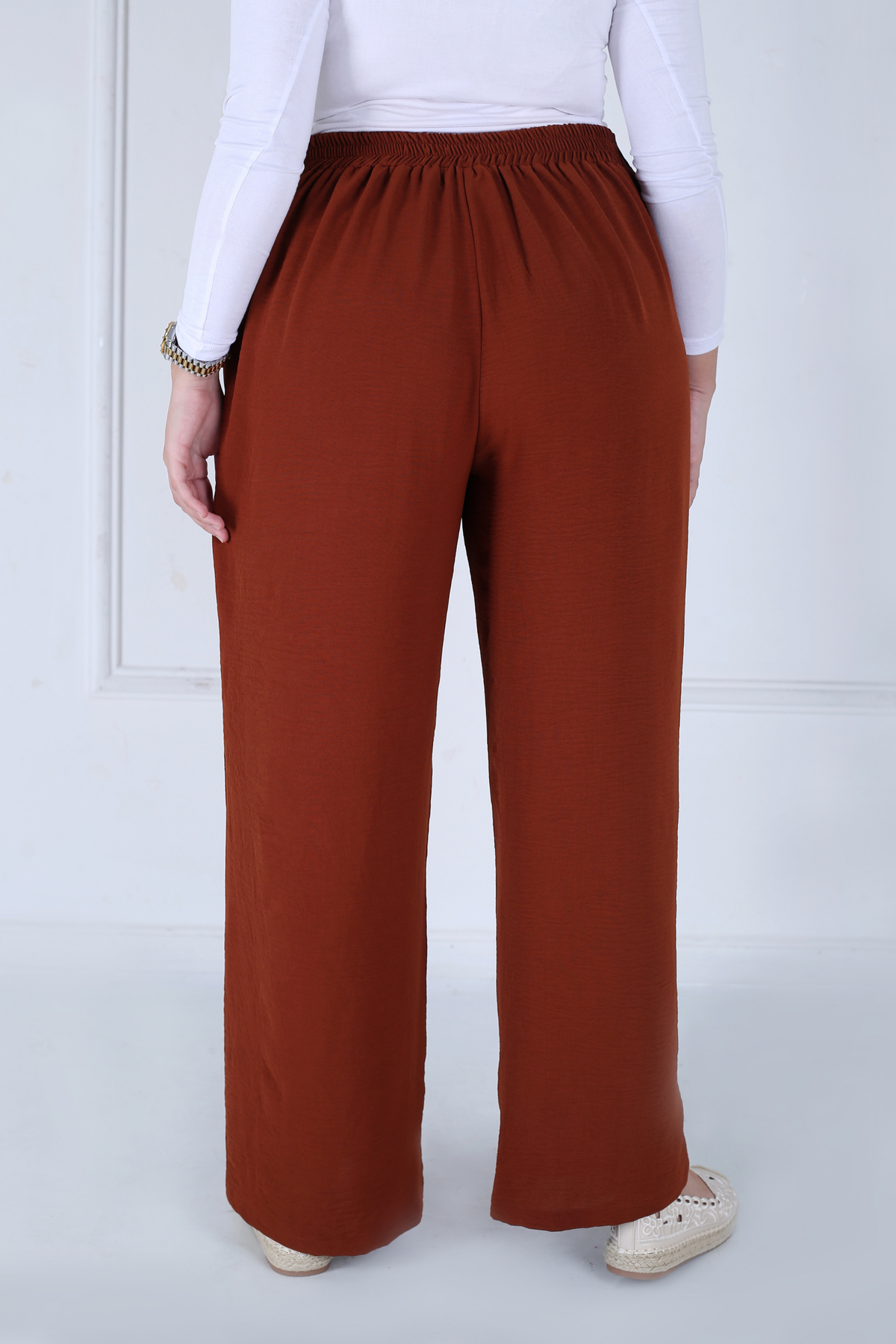 Pantalon Femme - Casual Large à Ceinture - Crêpe Crush