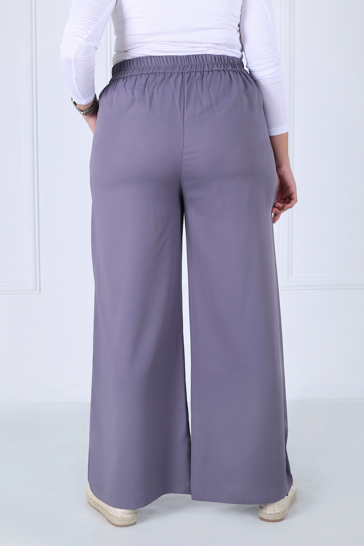Pantalon Femme - Large Taille Haute - Crêpe Prada