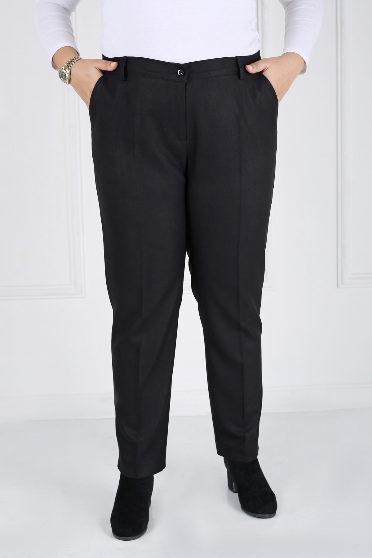 Pantalon Femme - Classique à Fentes - Flanelle Drapée