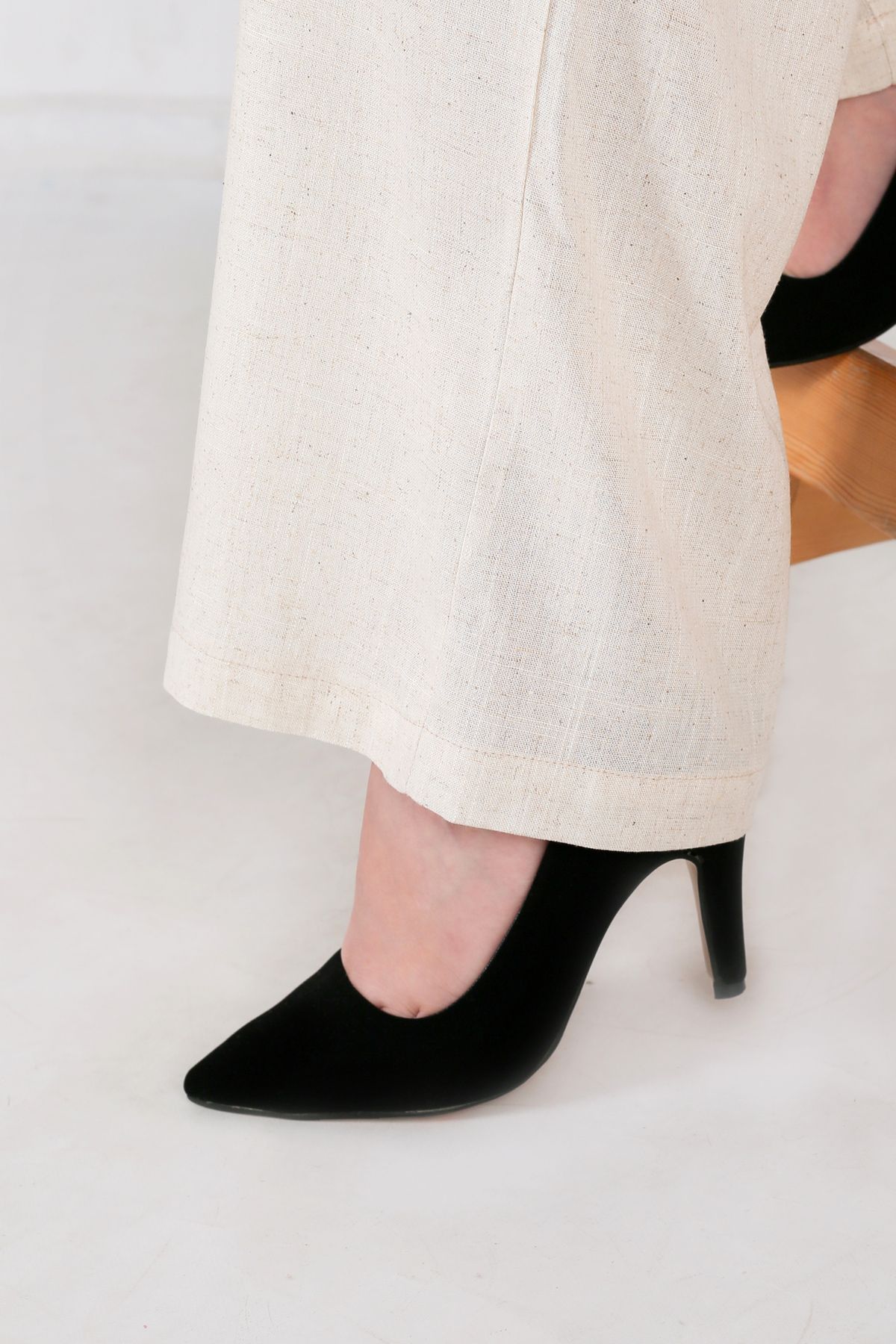 Pantalon Femme - Classique Large à Bouton Doré - Lin