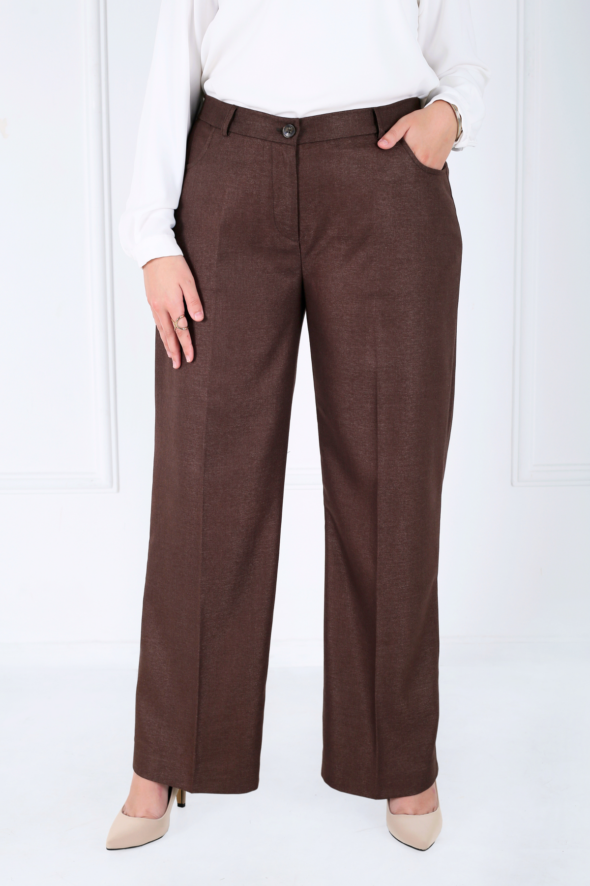 Pantalon Femme - Classique Large Chaud - Flanelle Drapée