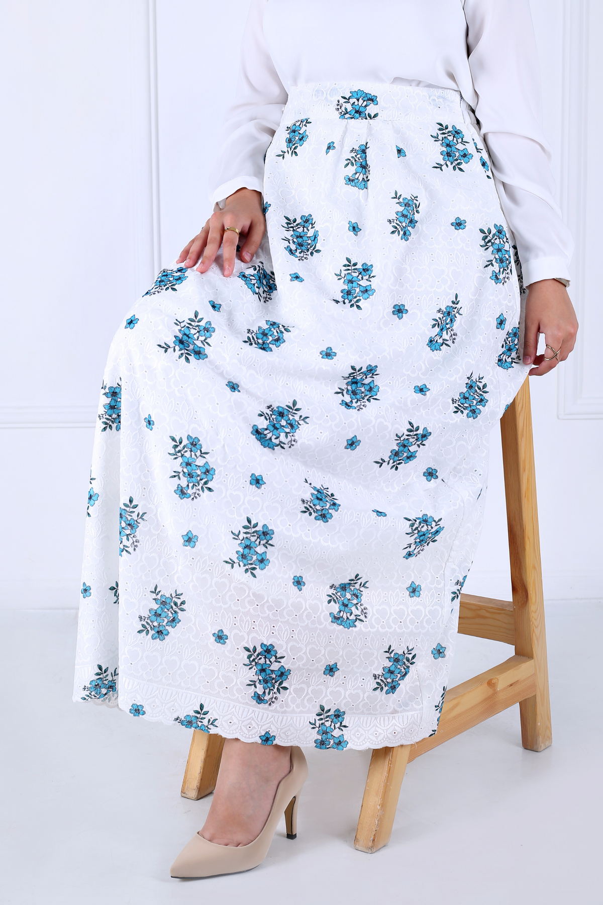 Jupe Longue Avec Doublure - Broderie Anglaise