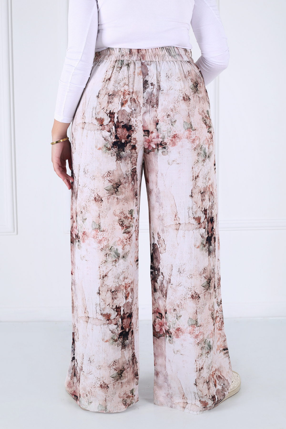 Pantalon Femme - Casual Large - Viscose Motifs Fleurs