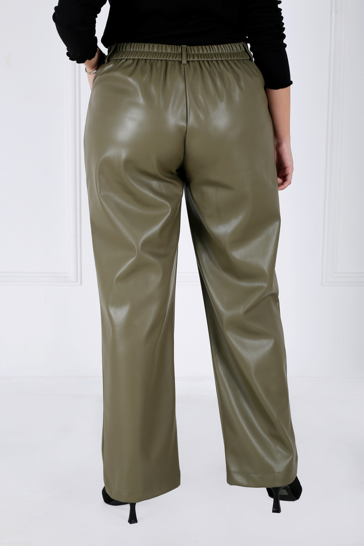 Pantalon Femme - Large Chaud - Simili Cuir Etirable