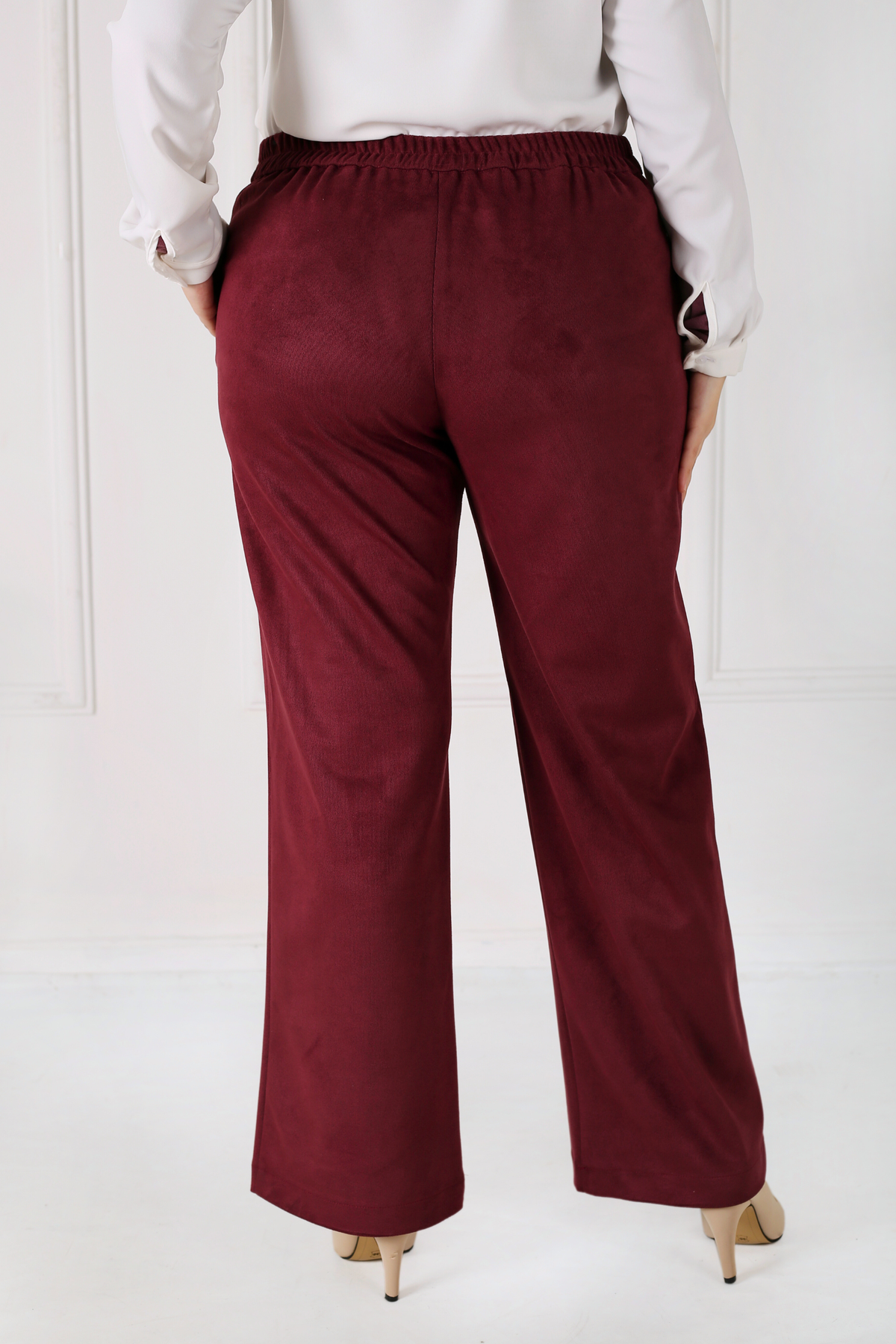 Pantalon Femme - Large à Ceinture - Simili Daim Etirable