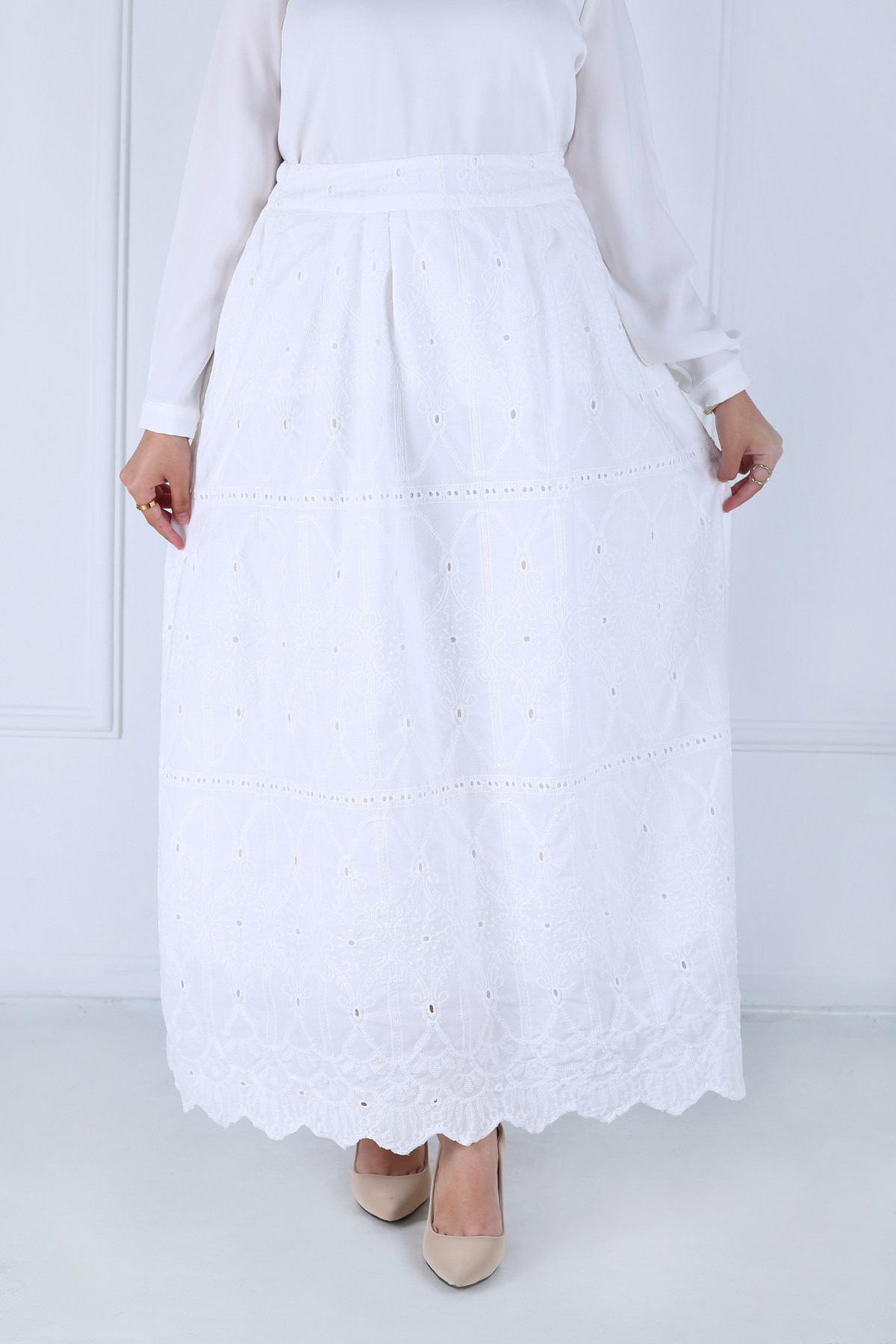 Jupe Longue Avec Doublure - Broderie Anglaise