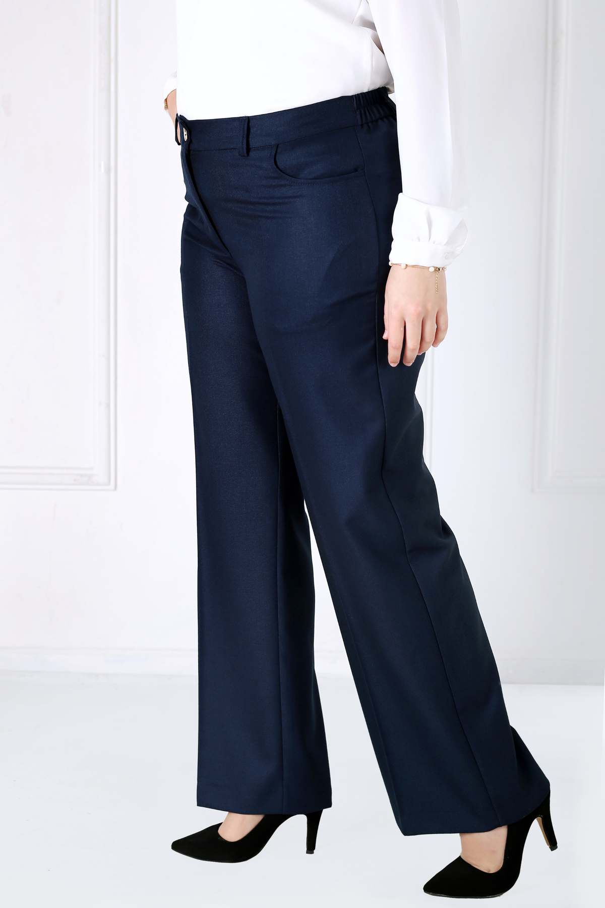 Pantalon Femme - Classique Large à Bouton - Flanelle Légère