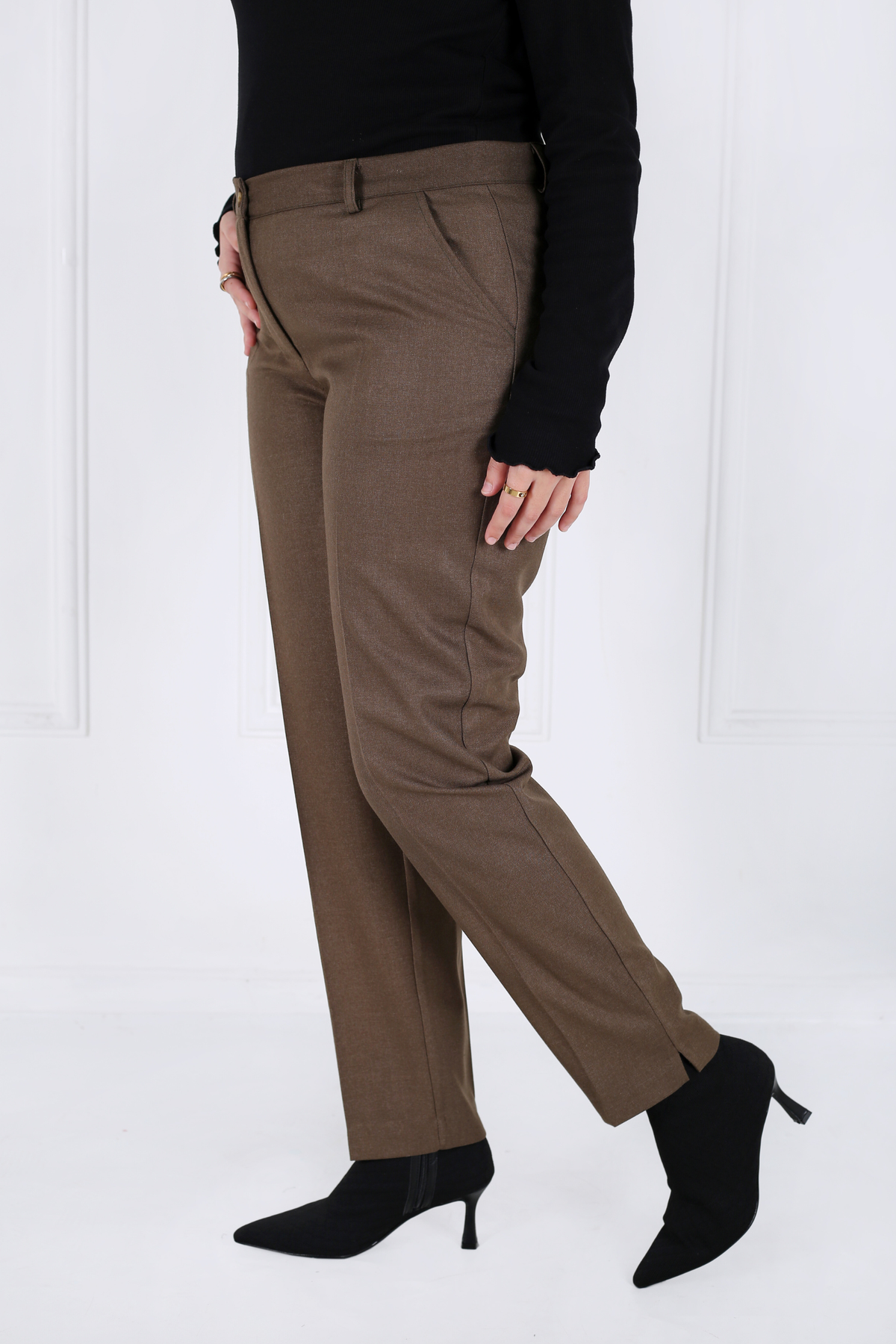 Pantalon Femme - Classique à Fentes Chaud - Flanelle Drapée