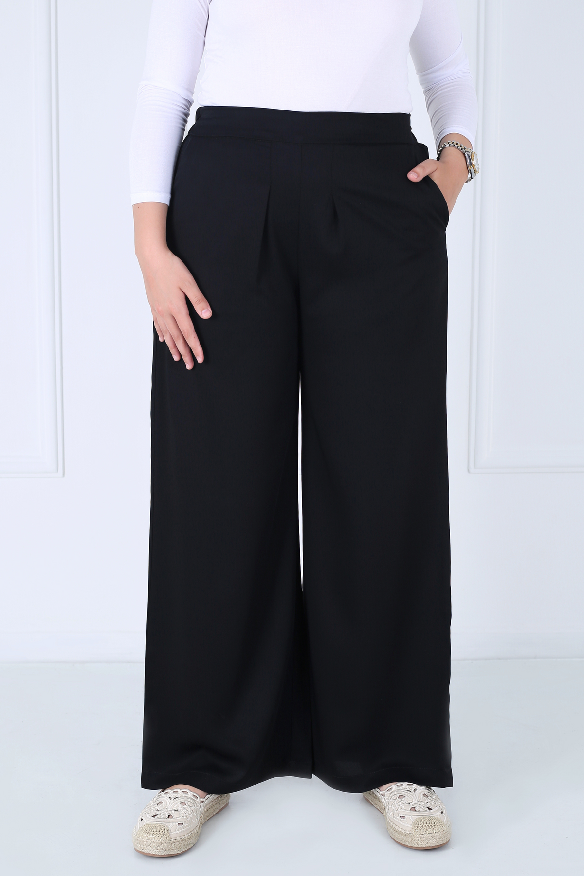 Pantalon Femme - Large Taille Haute - Crêpe Prada