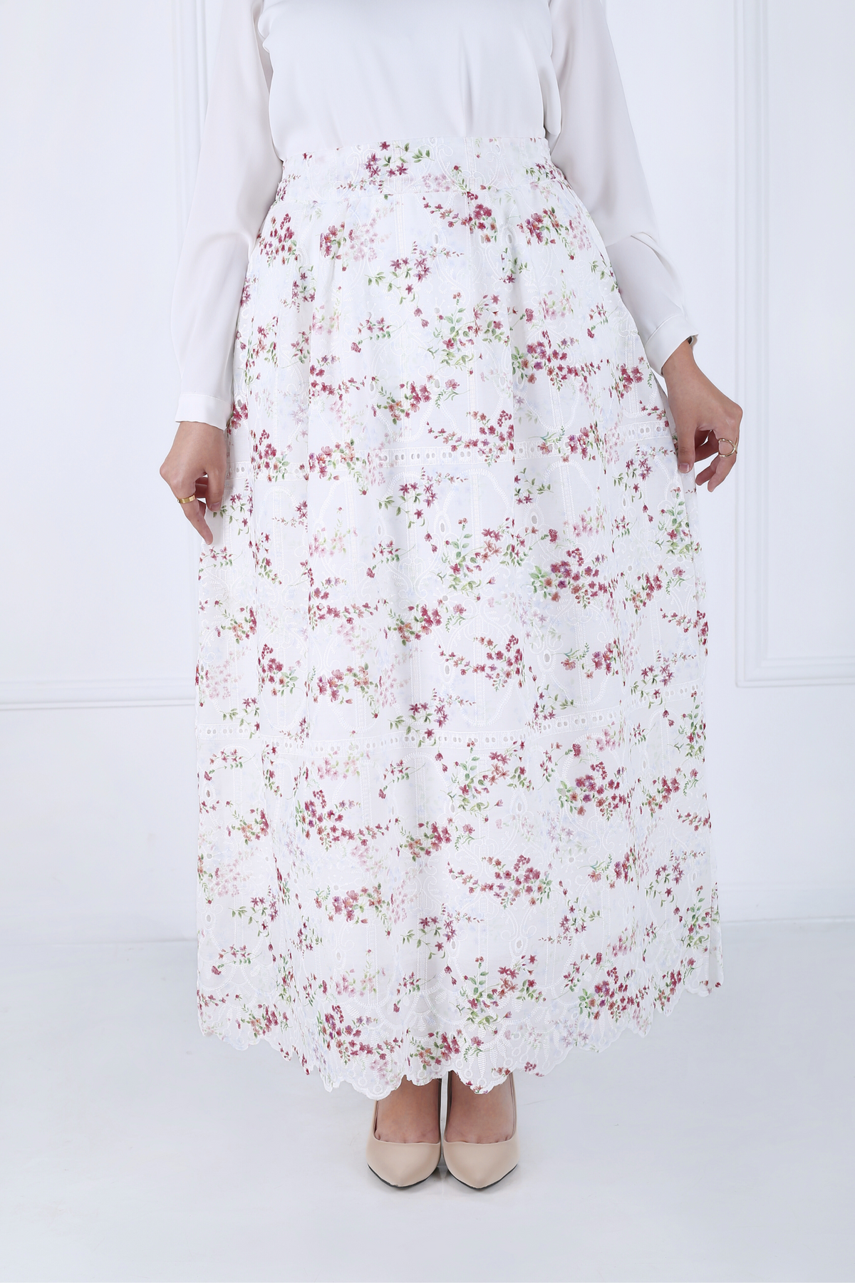 Jupe Longue Avec Doublure - Broderie Anglaise