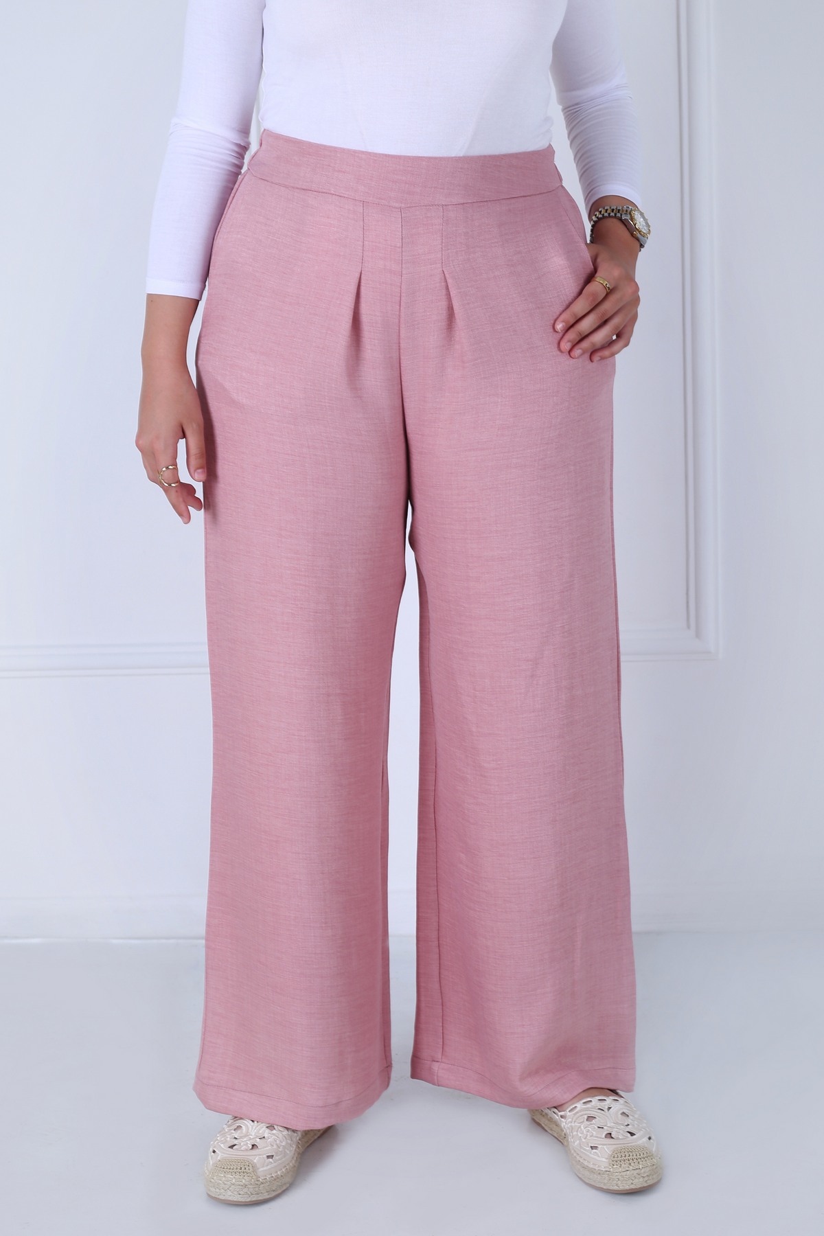 Pantalon Femme - Casual Large - Effet Lin
