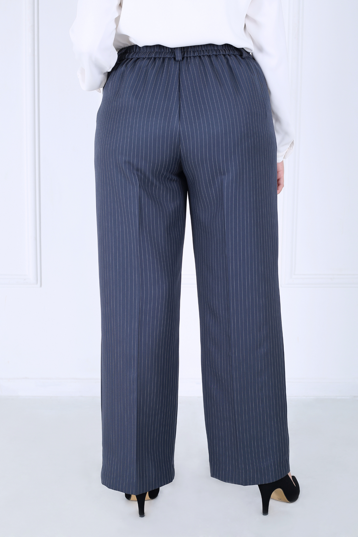 Pantalon Femme - Classique Large - Gabardine Tailleur Rayé