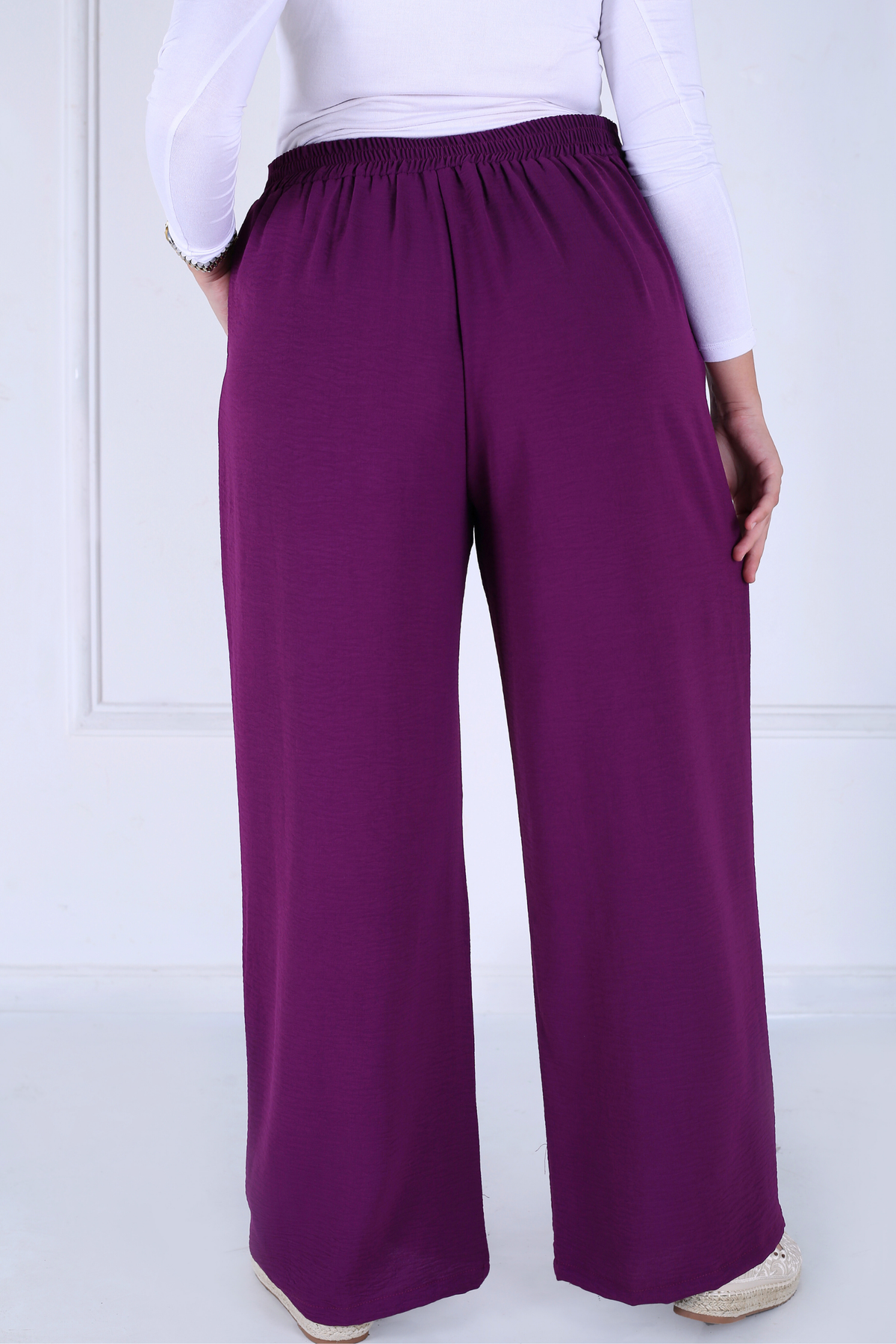 Pantalon Femme - Casual Large à Ceinture - Crêpe Crush