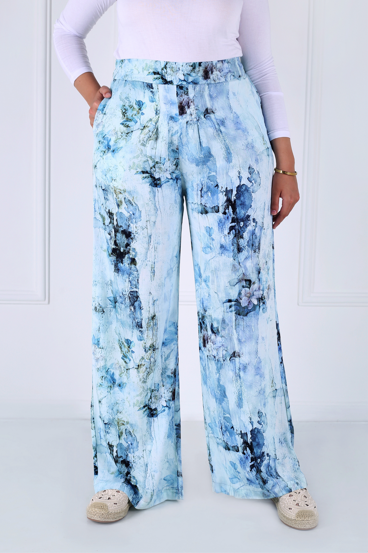 Pantalon Femme - Casual Large - Viscose Motifs Fleurs