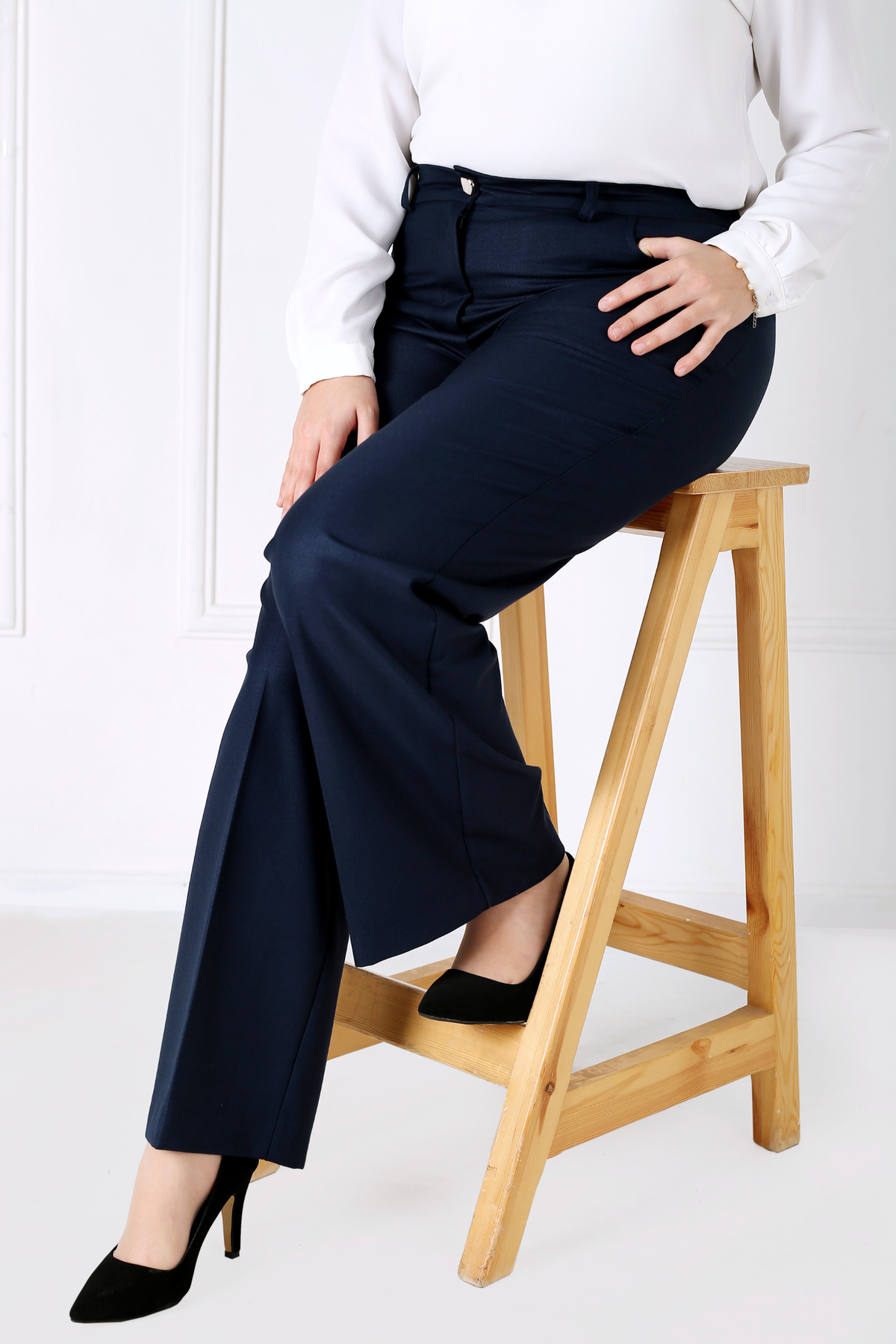 Pantalon Femme - Classique Large à Bouton - Flanelle Légère