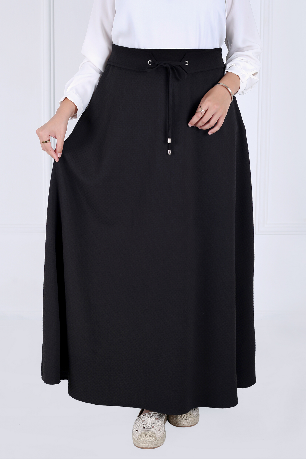Jupe Evasée à Ceinture - Jacquard