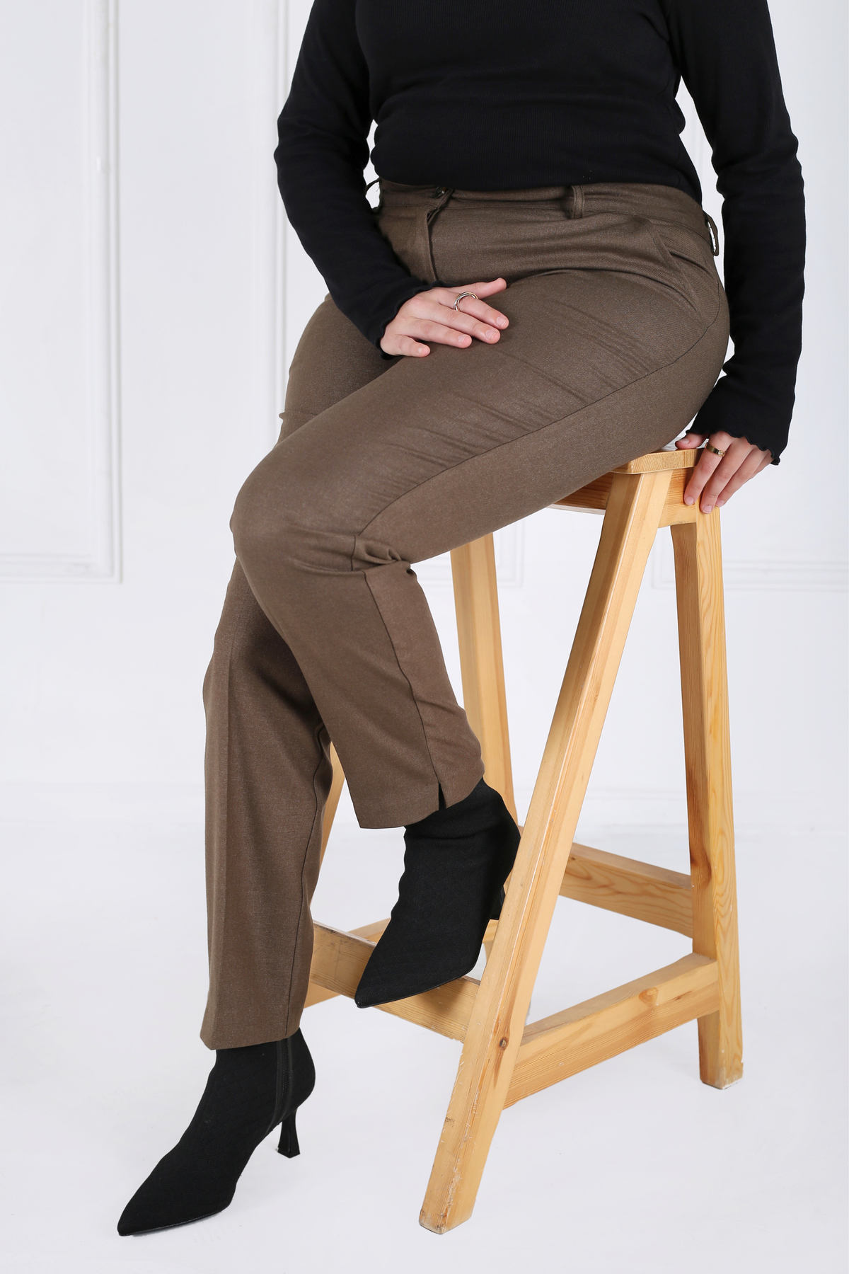Pantalon Femme - Classique à Fentes Chaud - Flanelle Drapée