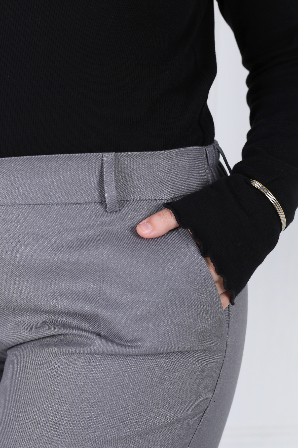 Pantalon Femme - Classique à Fentes CE Chaud - Flanelle Drapée