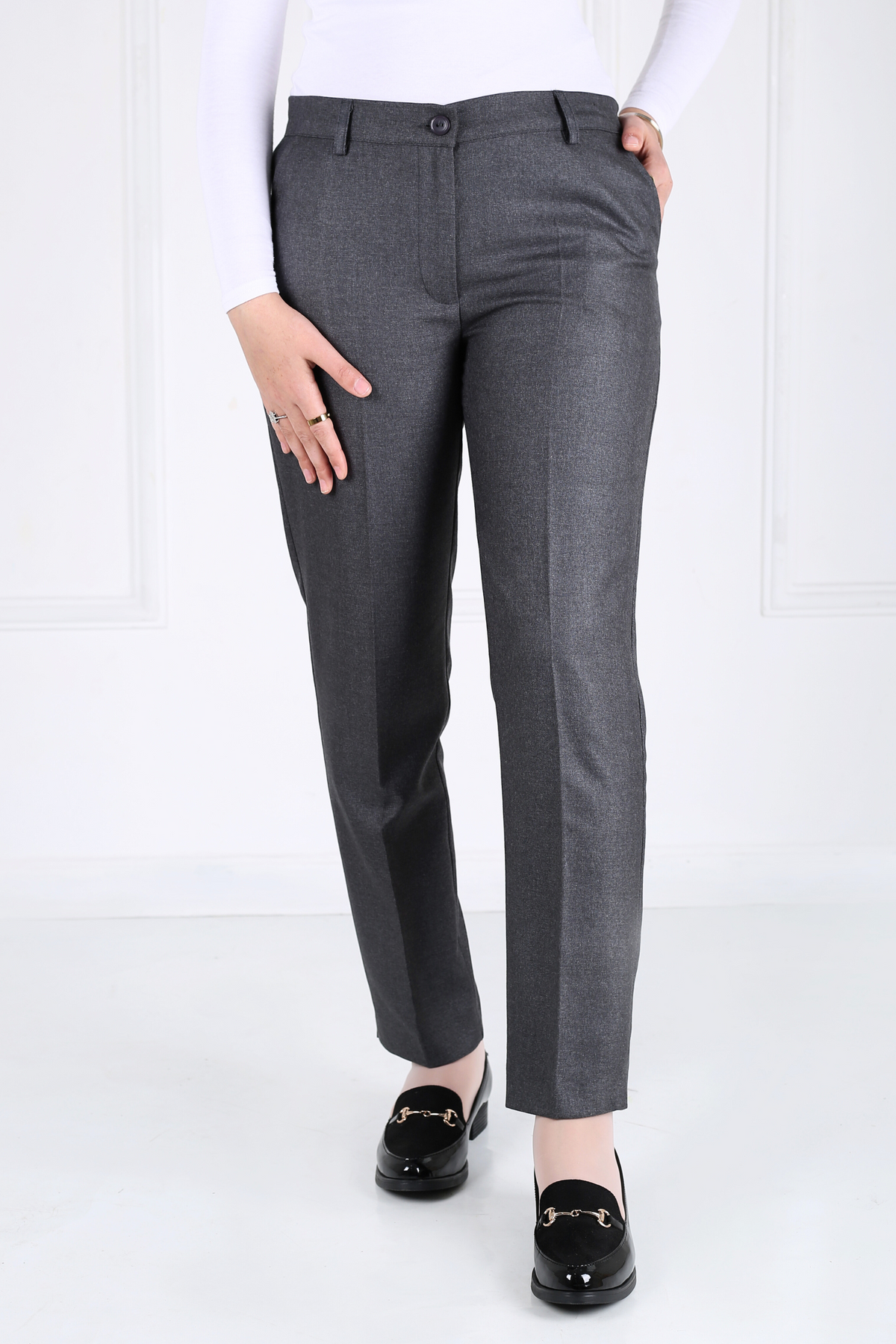 Pantalon Femme - Classique à Fentes - Flanelle Drapée