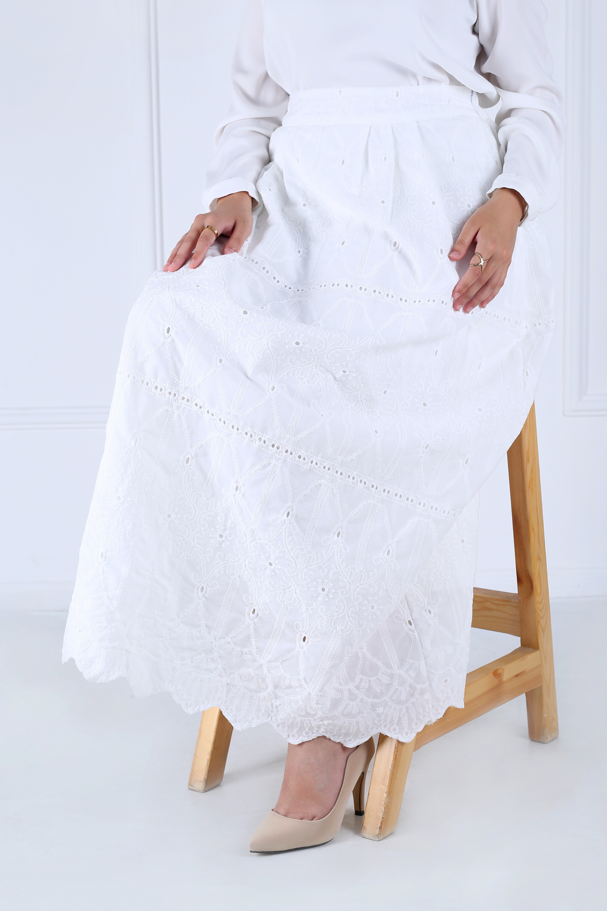 Jupe Longue Avec Doublure - Broderie Anglaise
