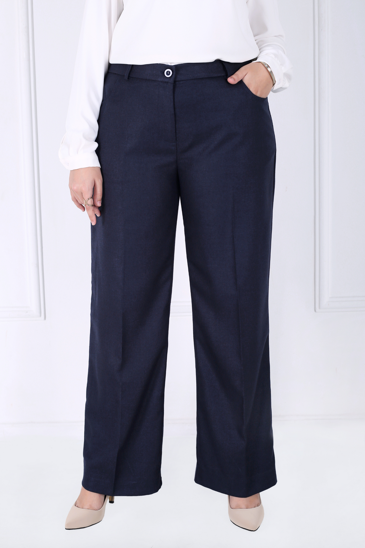 Pantalon Femme - Classique Large Chaud - Flanelle Drapée