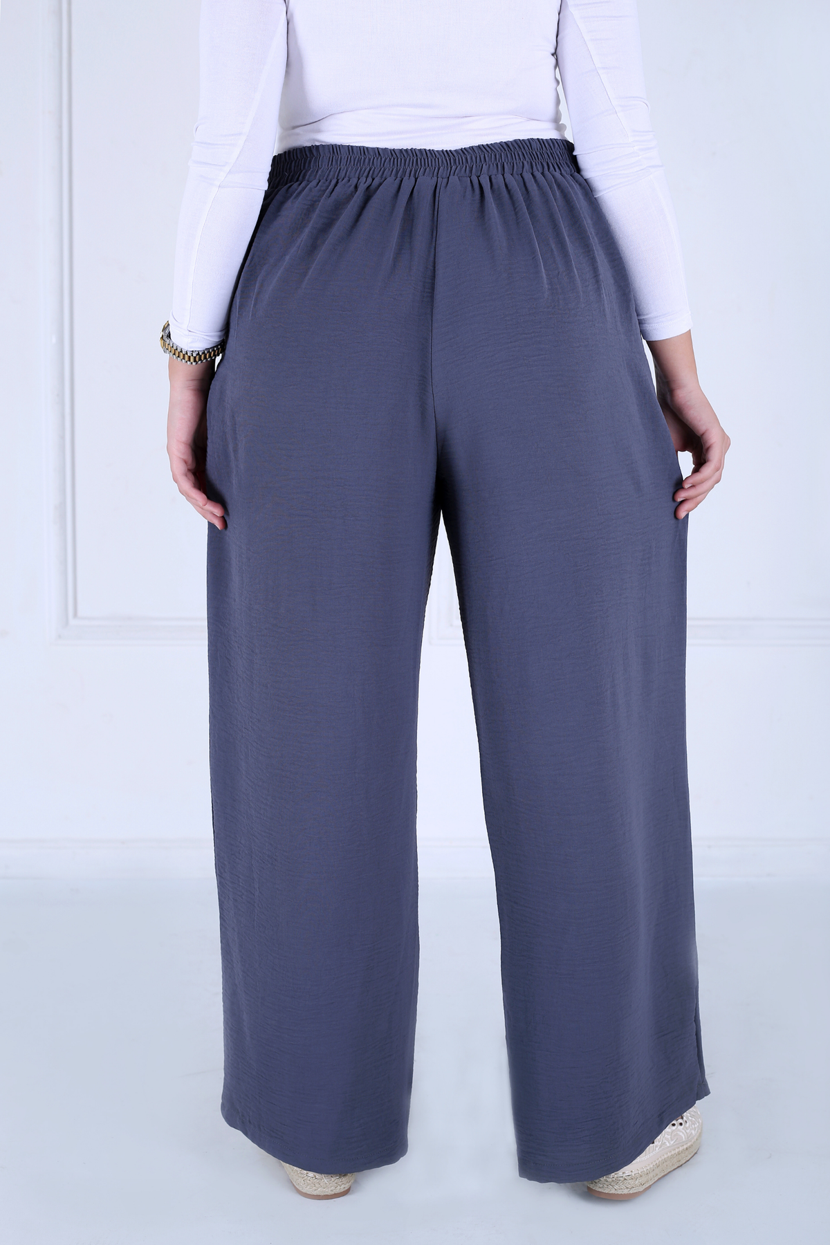 Pantalon Femme - Casual Large à Ceinture - Crêpe Crush
