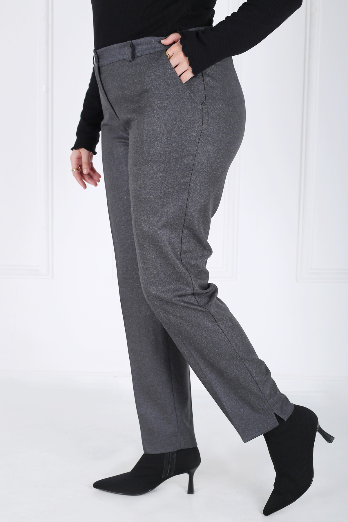 Pantalon Femme - Classique à Fentes Chaud - Flanelle Drapée
