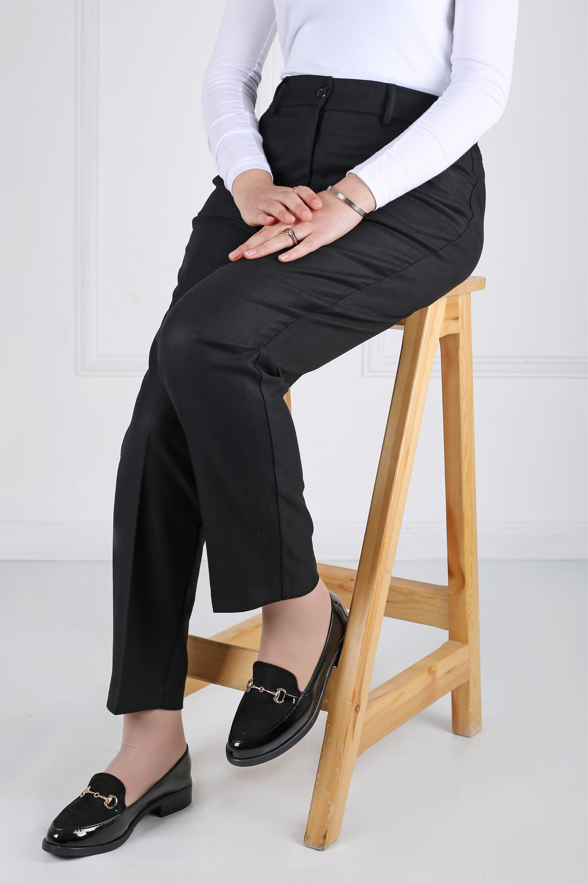 Pantalon Femme - Classique Droit - Flanelle Drapée