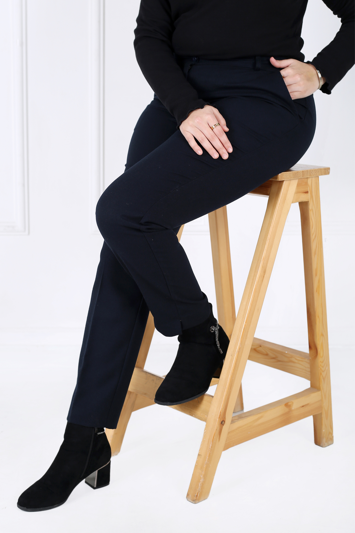 Pantalon Femme - Classique à Fentes CE Chaud - Flanelle Drapée