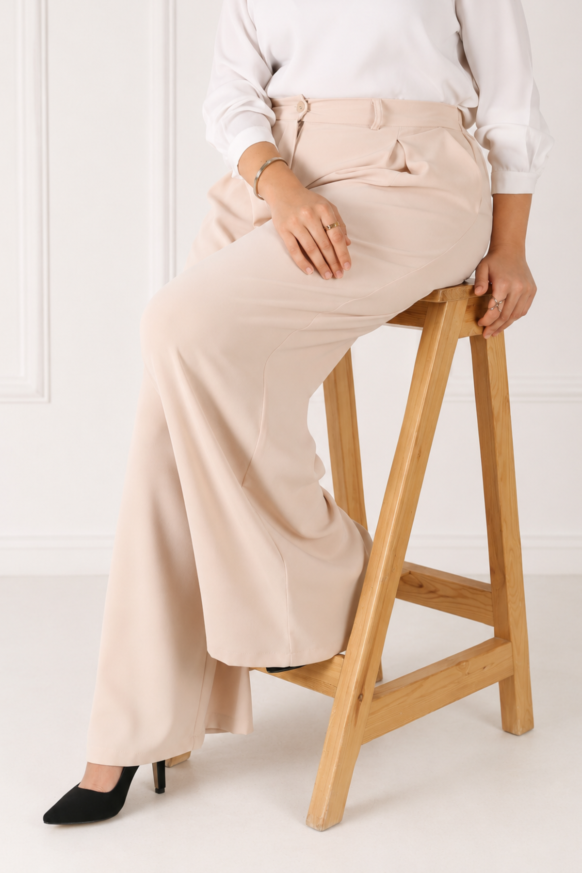 Pantalon Femme - Palazzo à Plis - Crêpe Corée