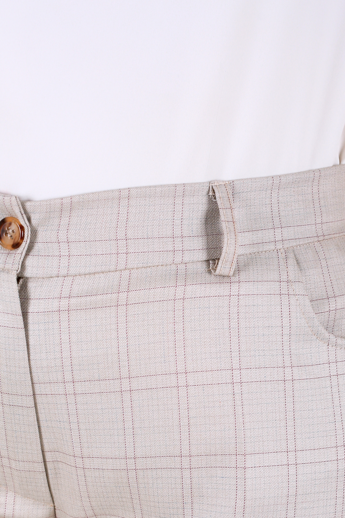 Pantalon Femme - Classique Large - Gabardine Douce à Carreaux