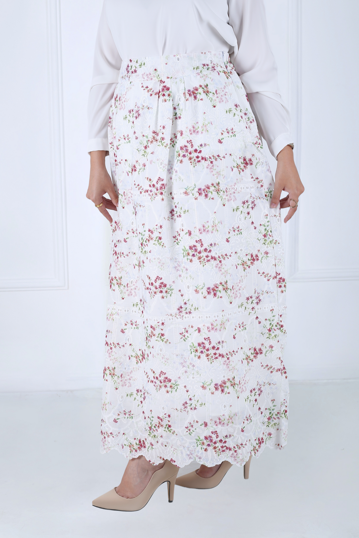 Jupe Longue Avec Doublure - Broderie Anglaise