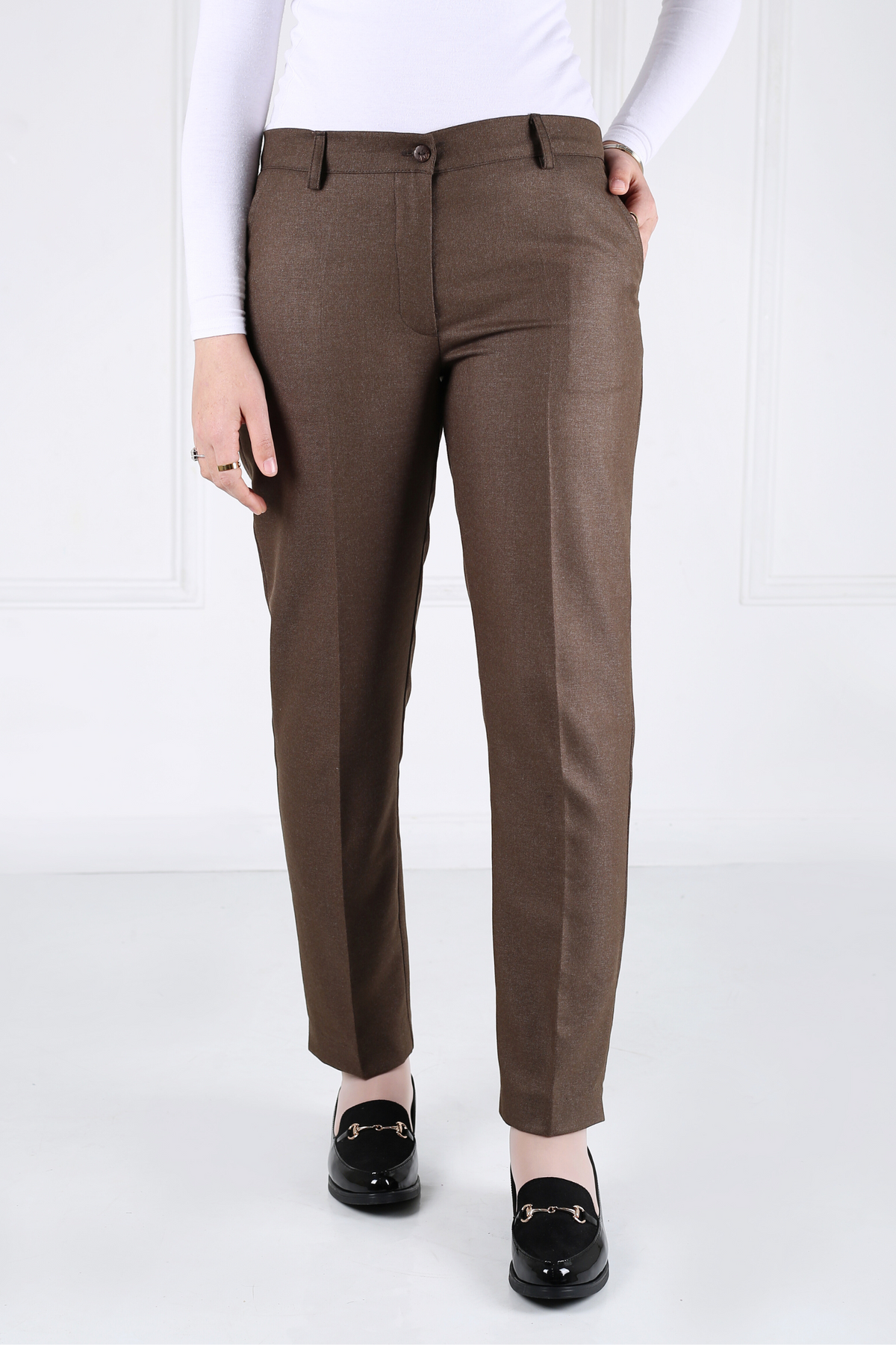 Pantalon Femme - Classique à Fentes - Flanelle Drapée