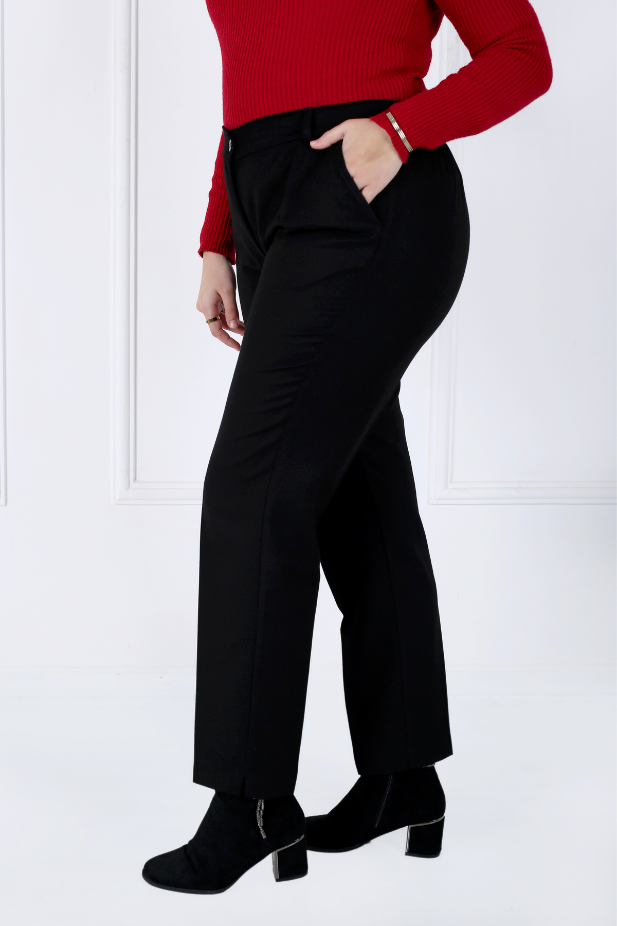 Pantalon Femme - Classique à Fentes CE Chaud - Flanelle Drapée