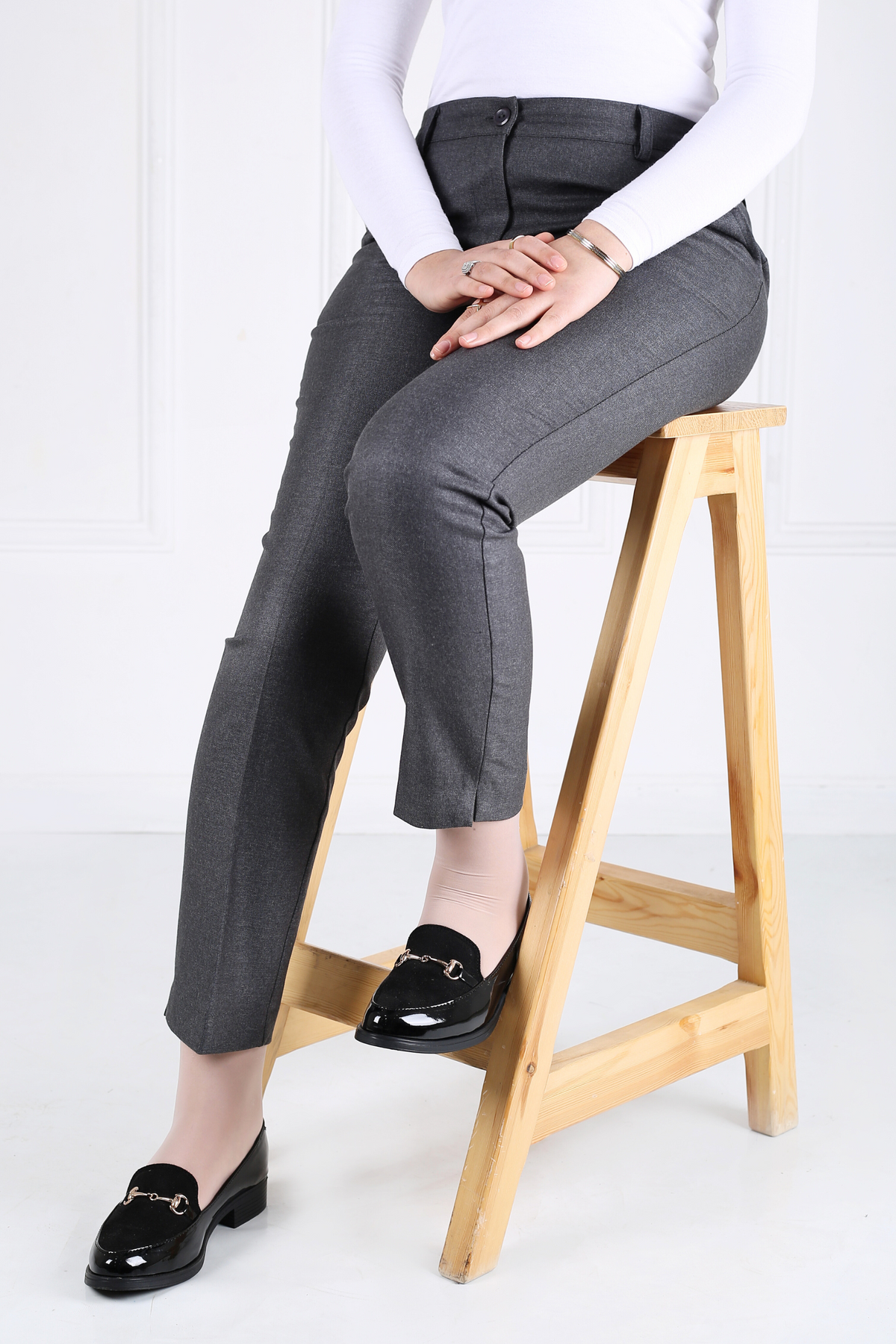 Pantalon Femme - Classique à Fentes - Flanelle Drapée