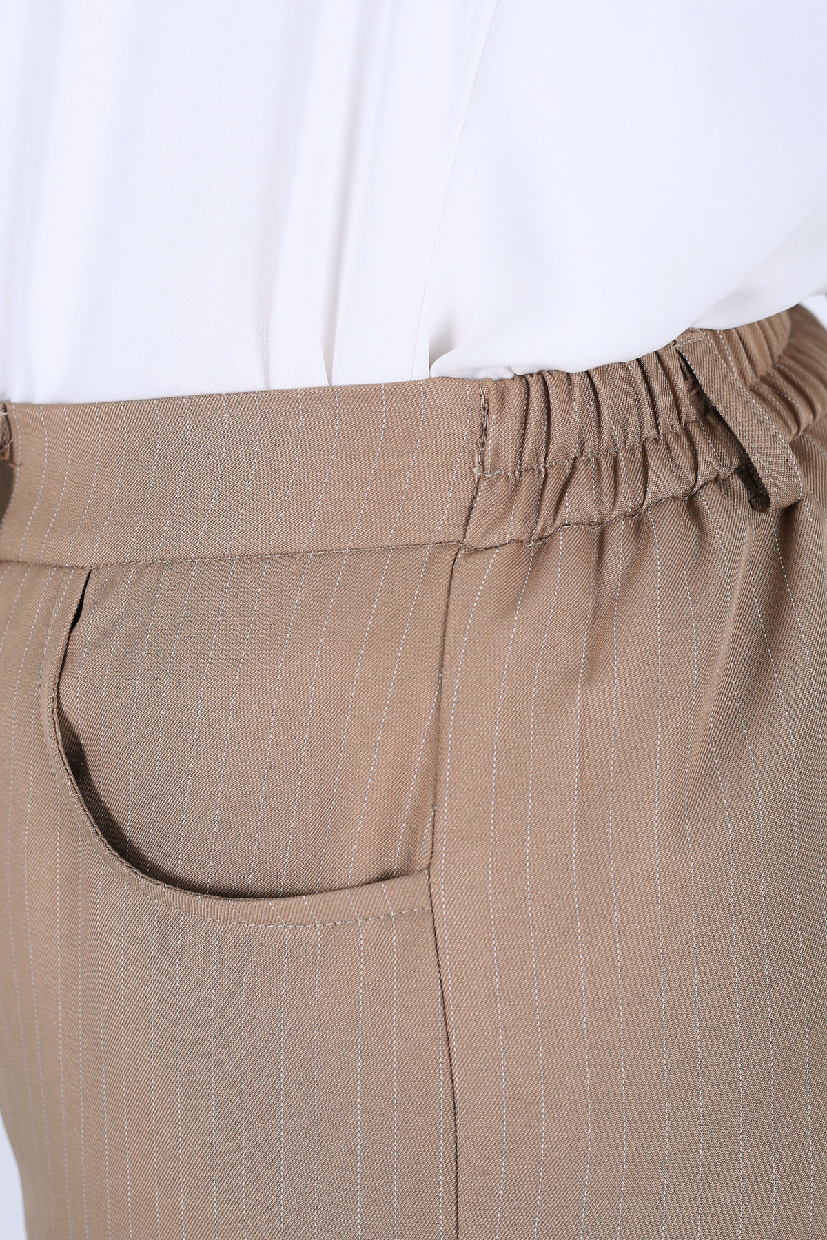 Pantalon Femme - Classique Large - Gabardine Tailleur Rayé