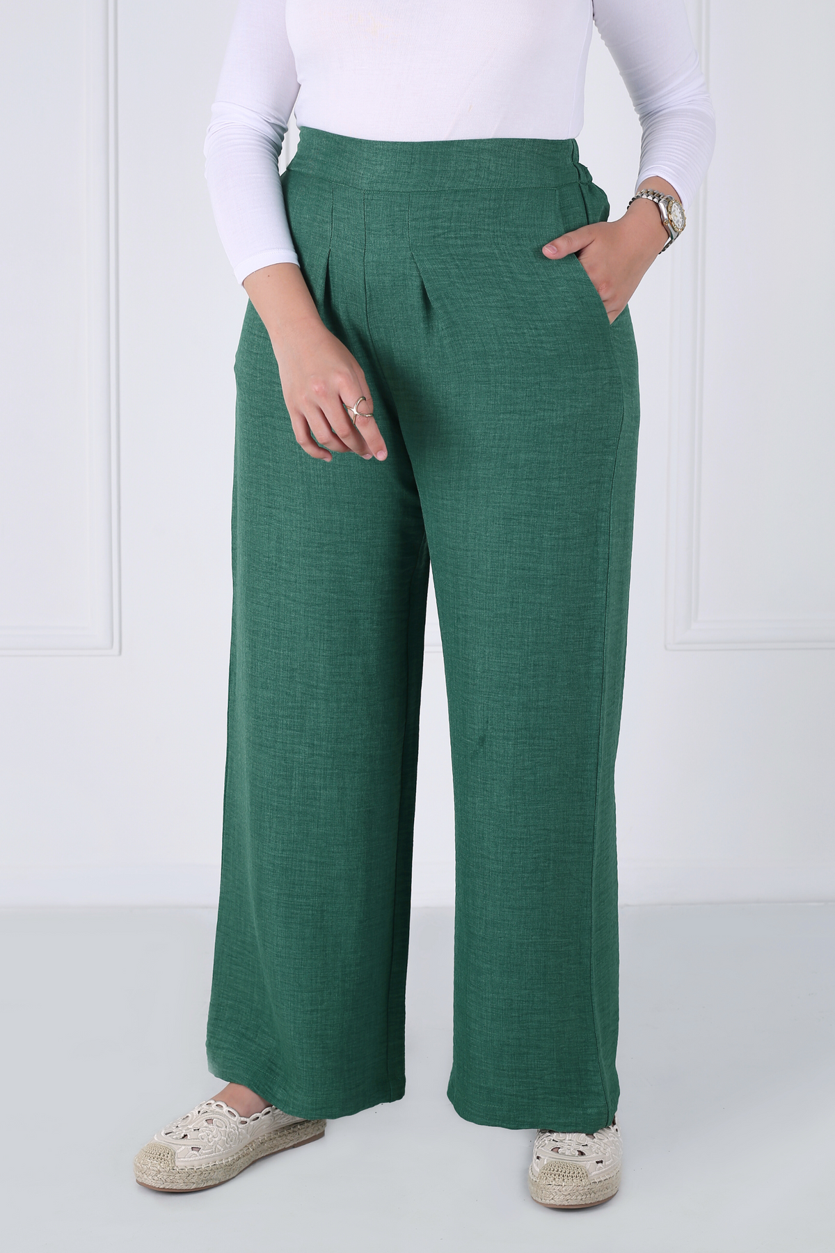 Pantalon Femme - Casual Large - Effet Lin