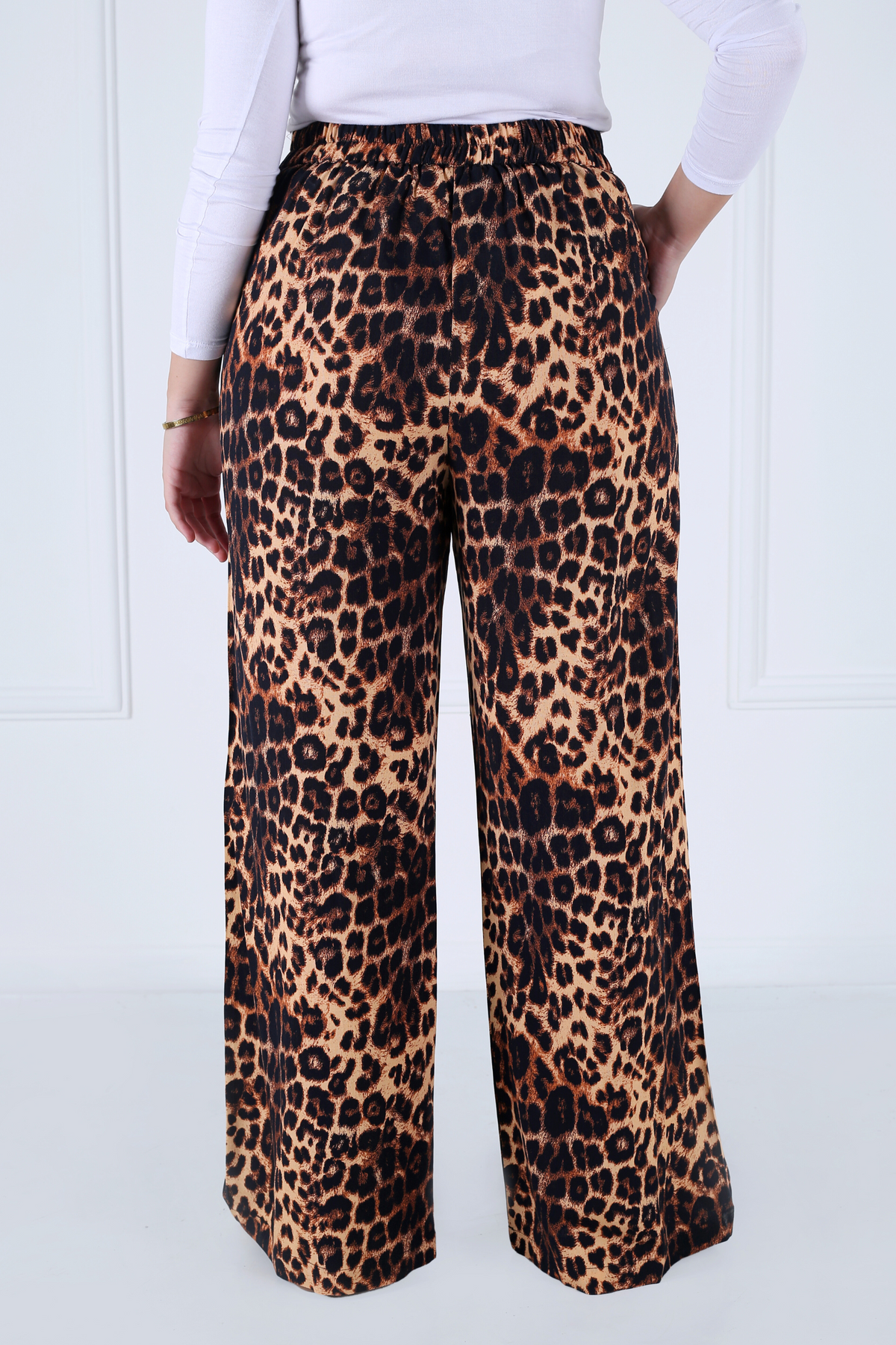 Pantalon Femme - Casual Large - Viscose Motifs Léopard