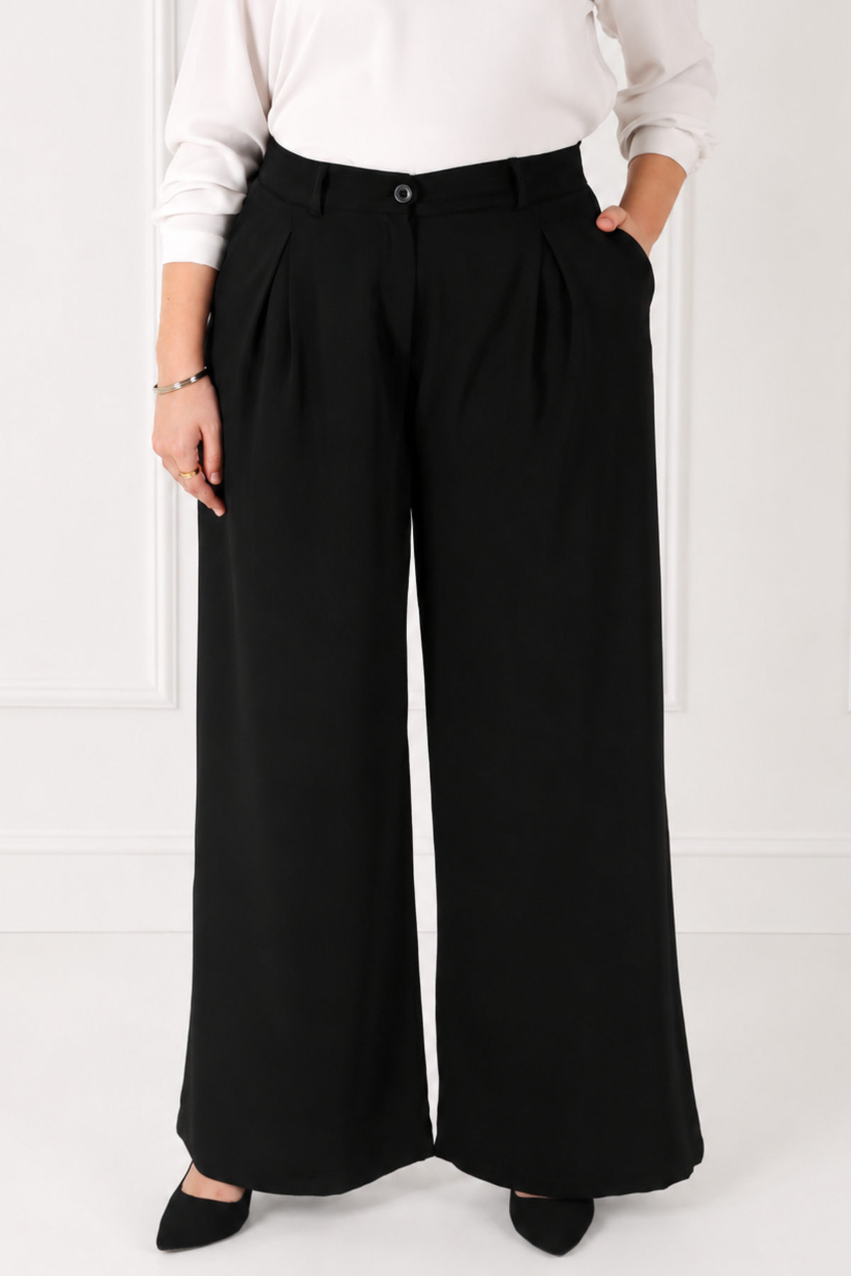 Pantalon Femme - Palazzo à Plis - Crêpe Corée